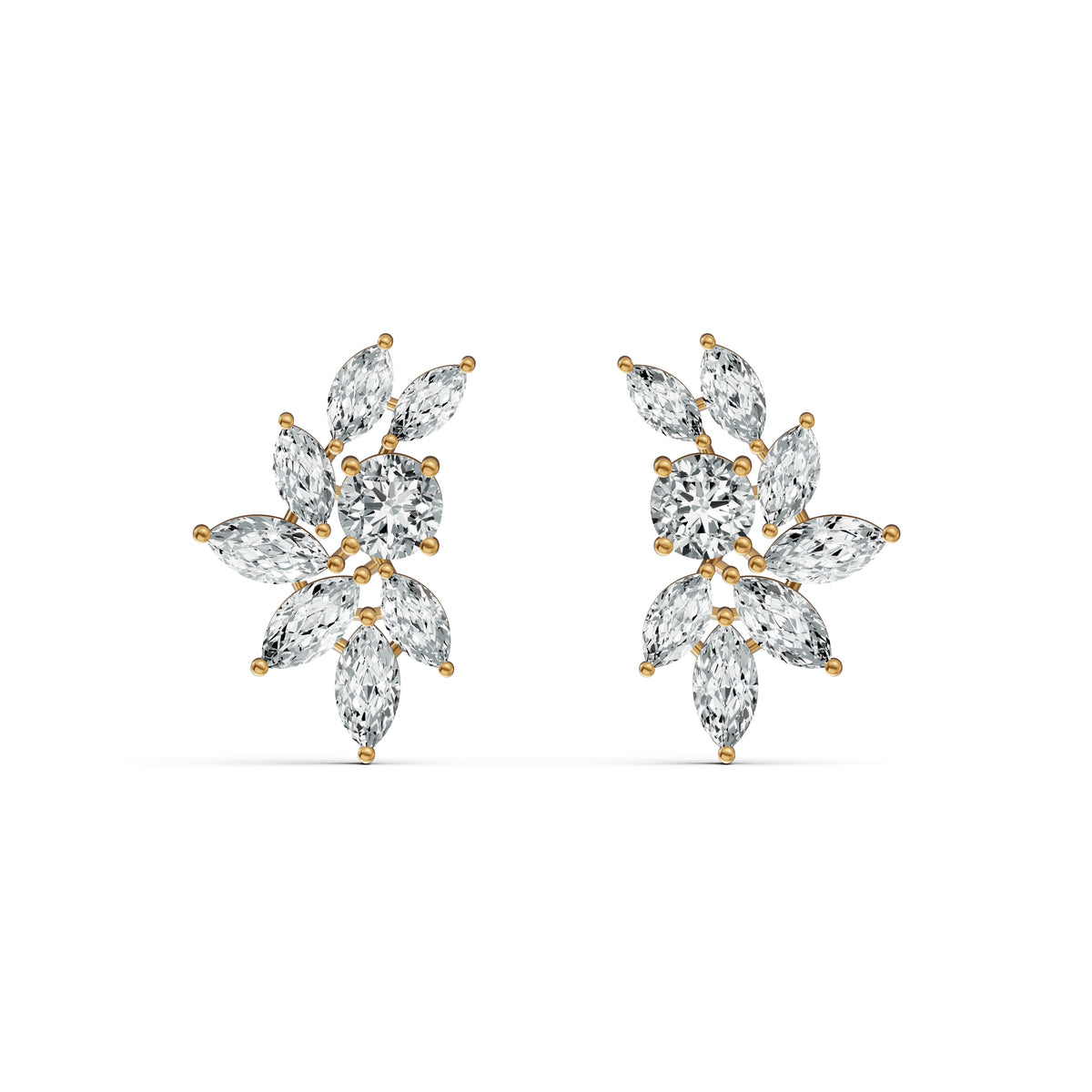 Marquise Floral Diamond Stud Earrings