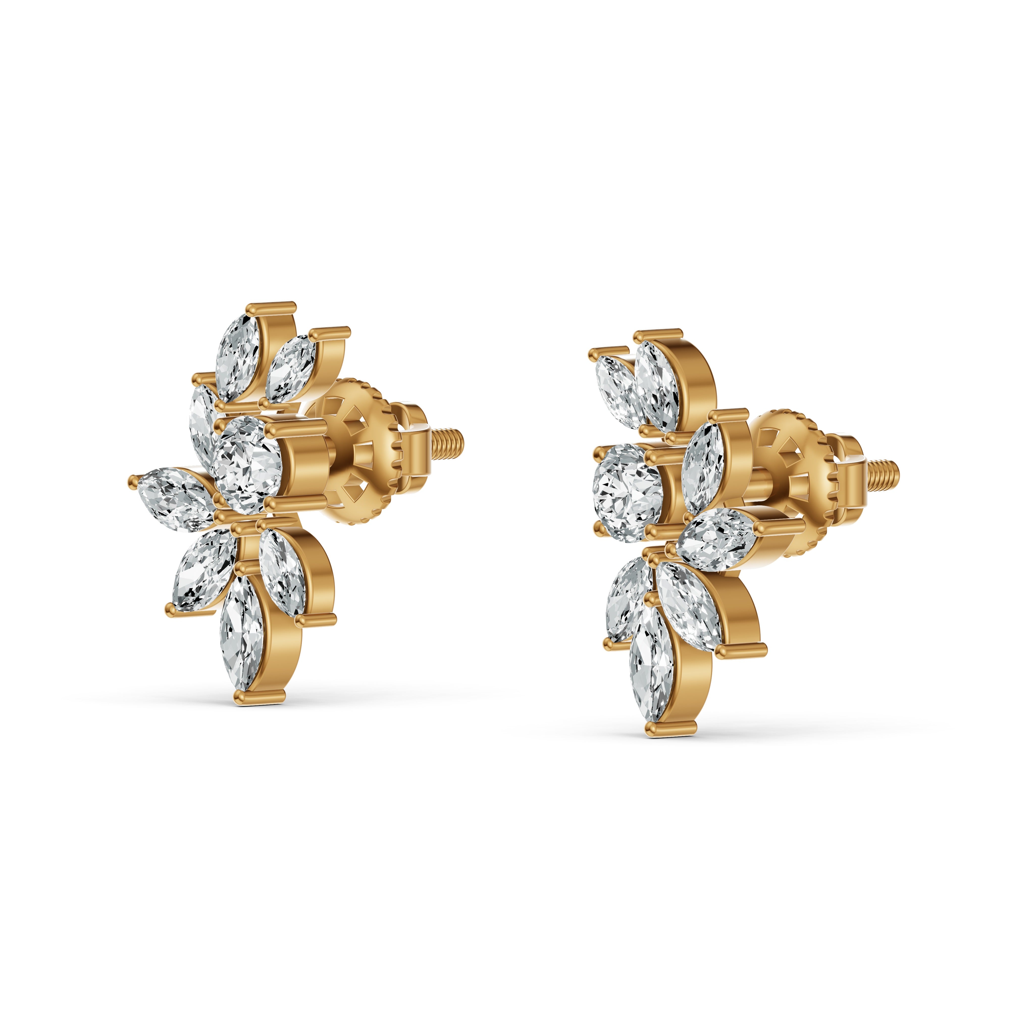 Marquise Floral Diamond Stud Earrings