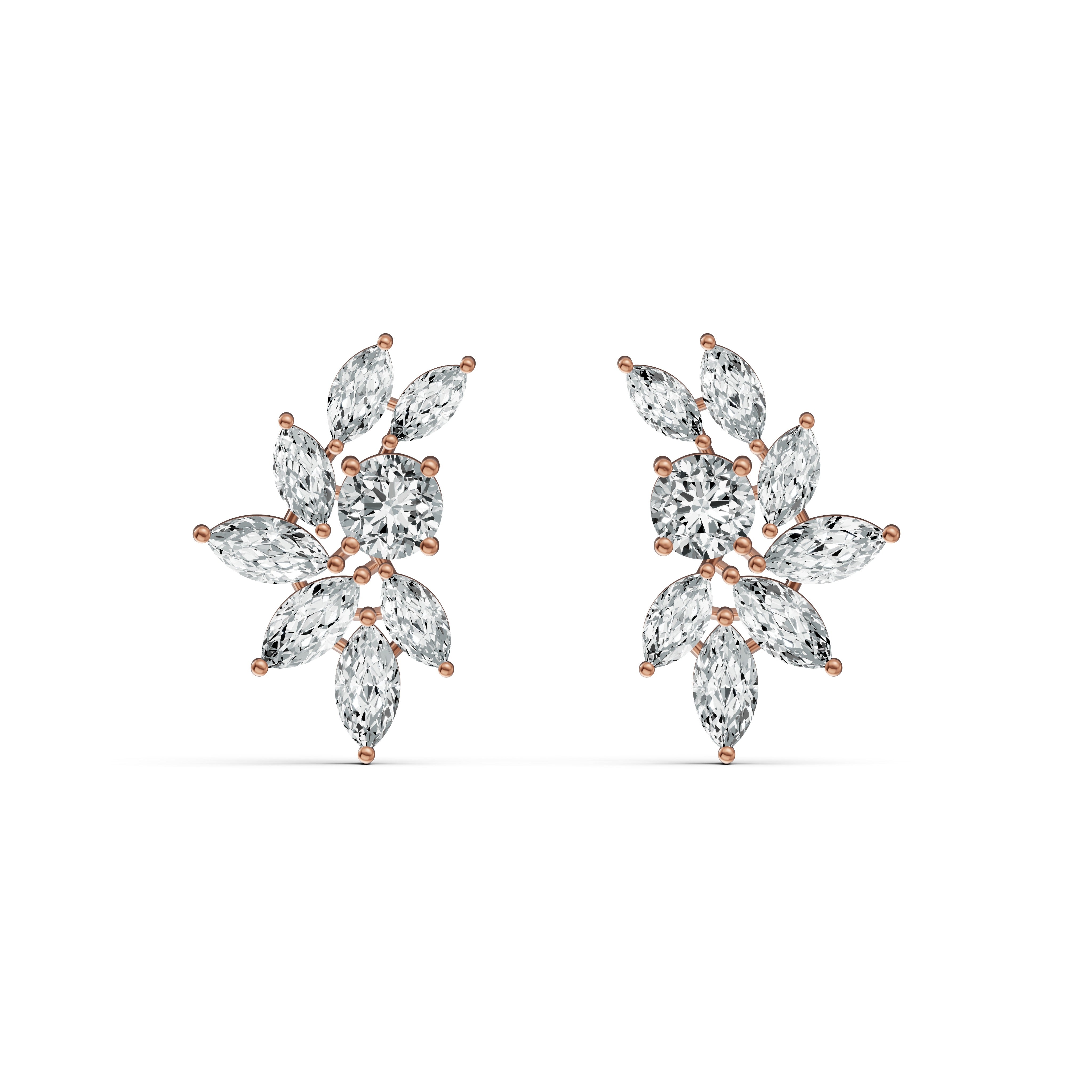 Marquise Floral Diamond Stud Earrings