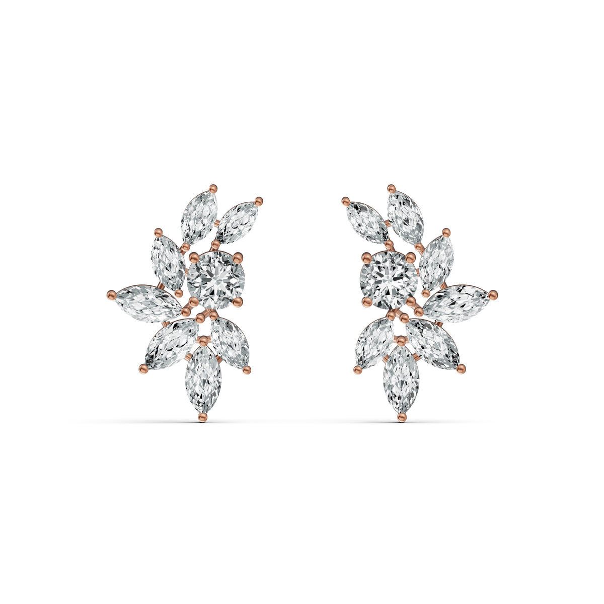 Marquise Floral Diamond Stud Earrings