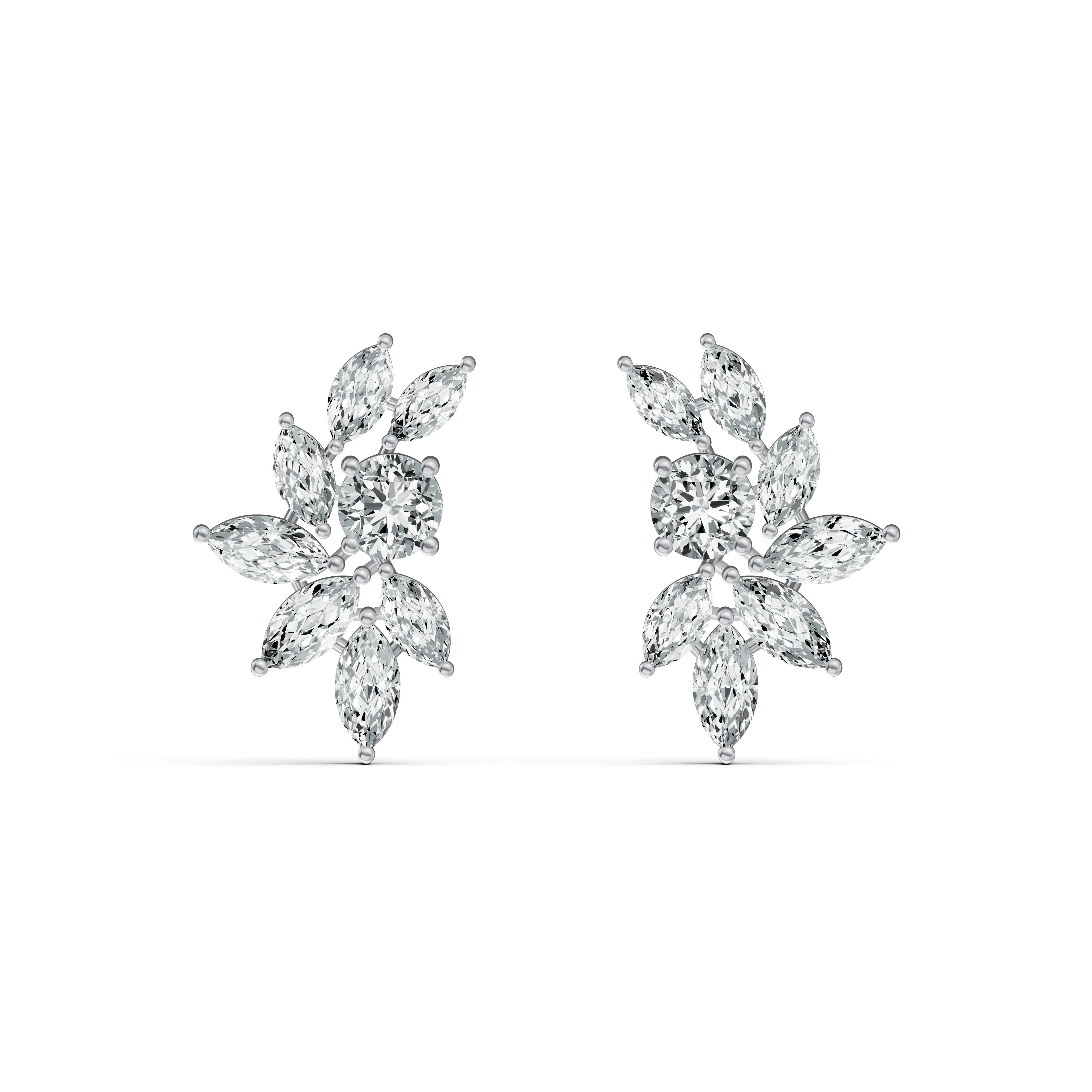 Marquise Floral Diamond Stud Earrings