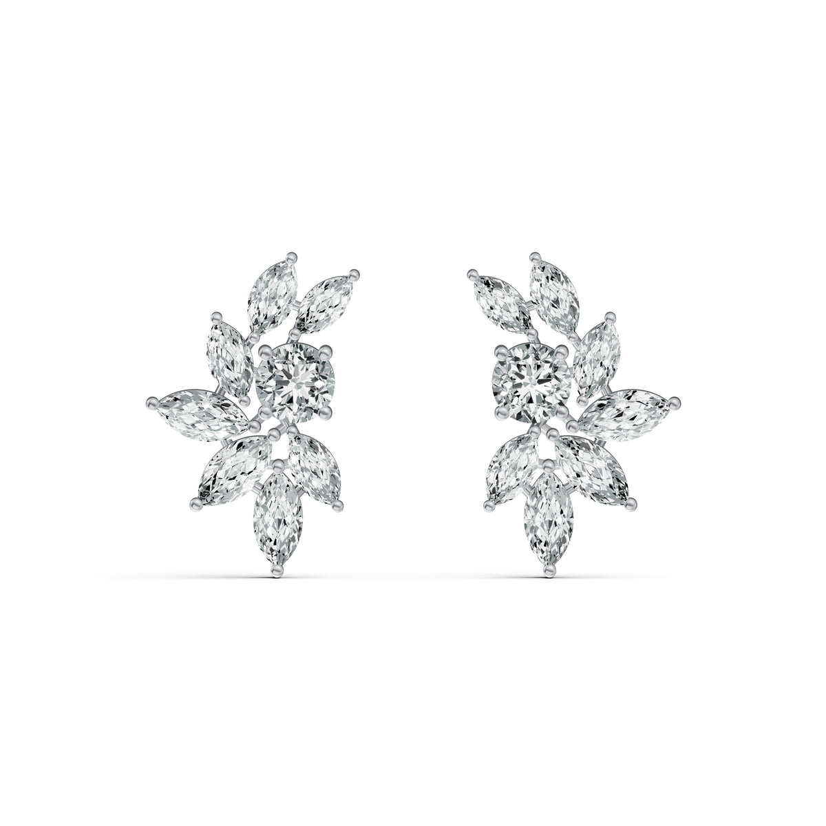 Marquise Floral Diamond Stud Earrings