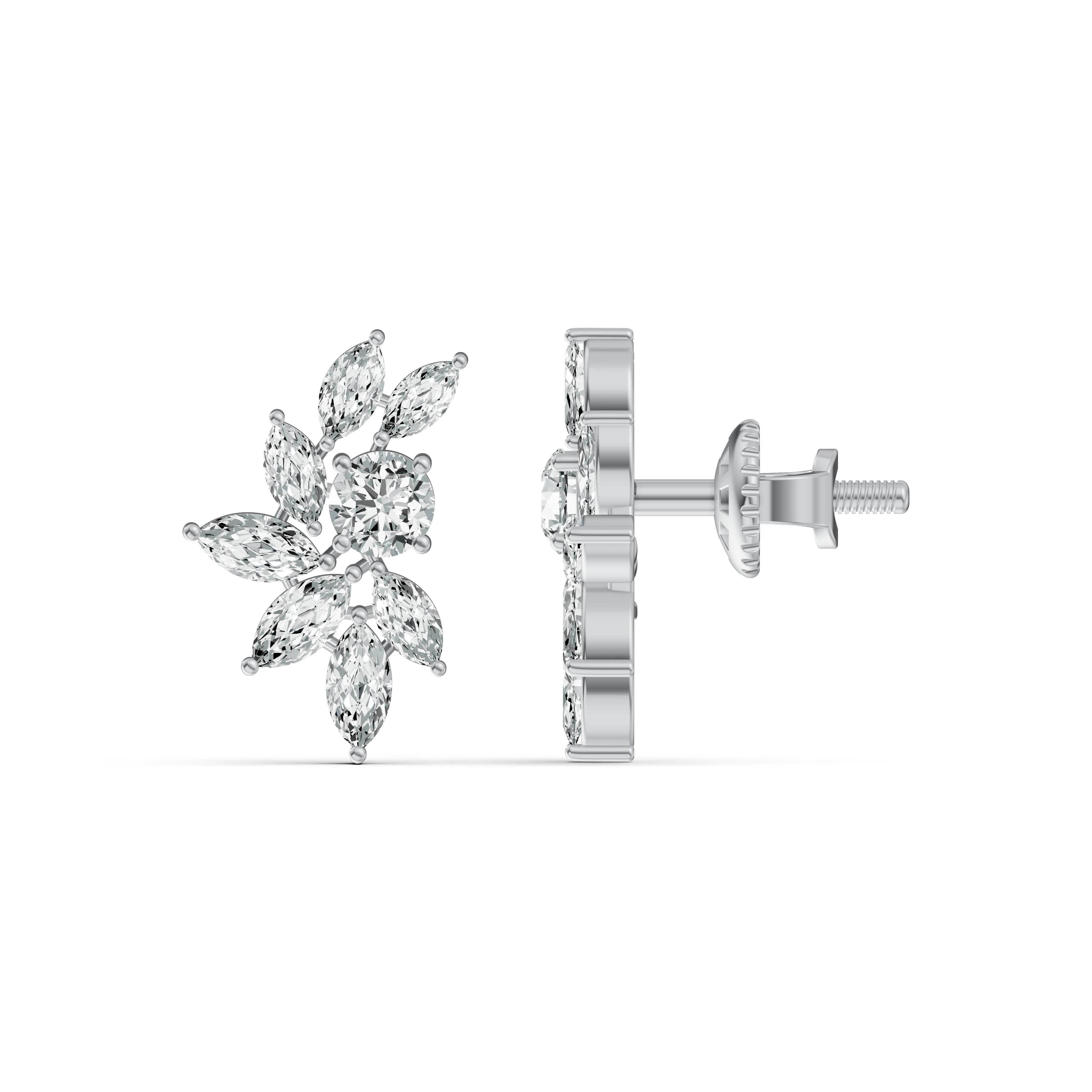 Marquise Floral Diamond Stud Earrings