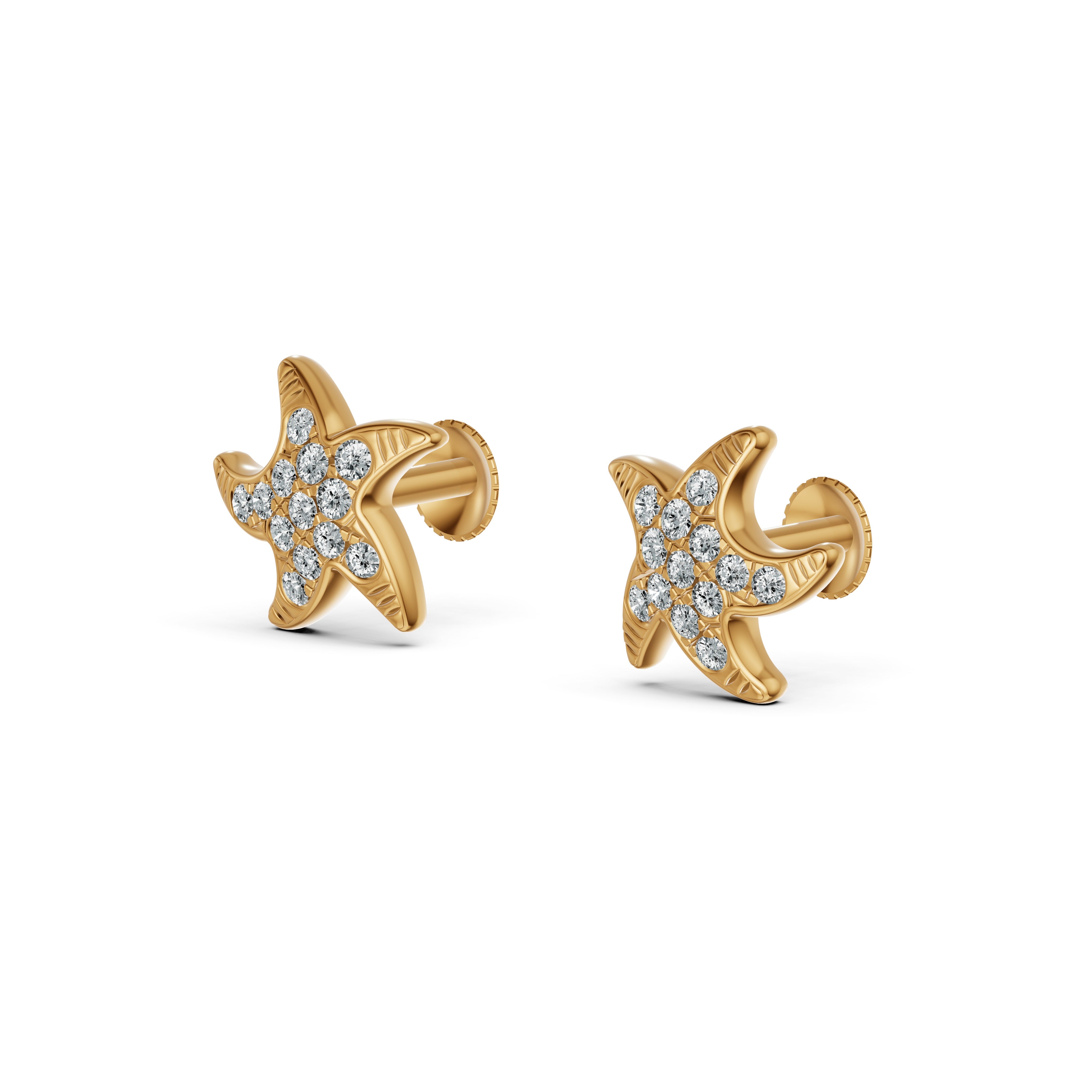 Starfish Diamond Stud Earrings