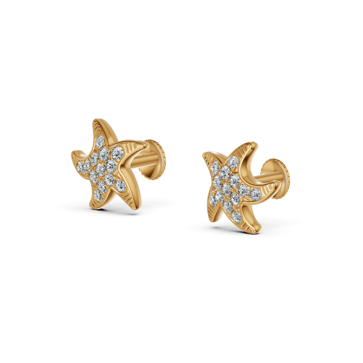 Starfish Diamond Stud Earrings