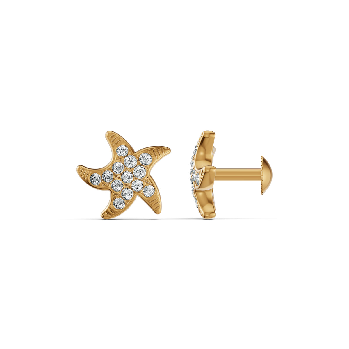 Starfish Diamond Stud Earrings