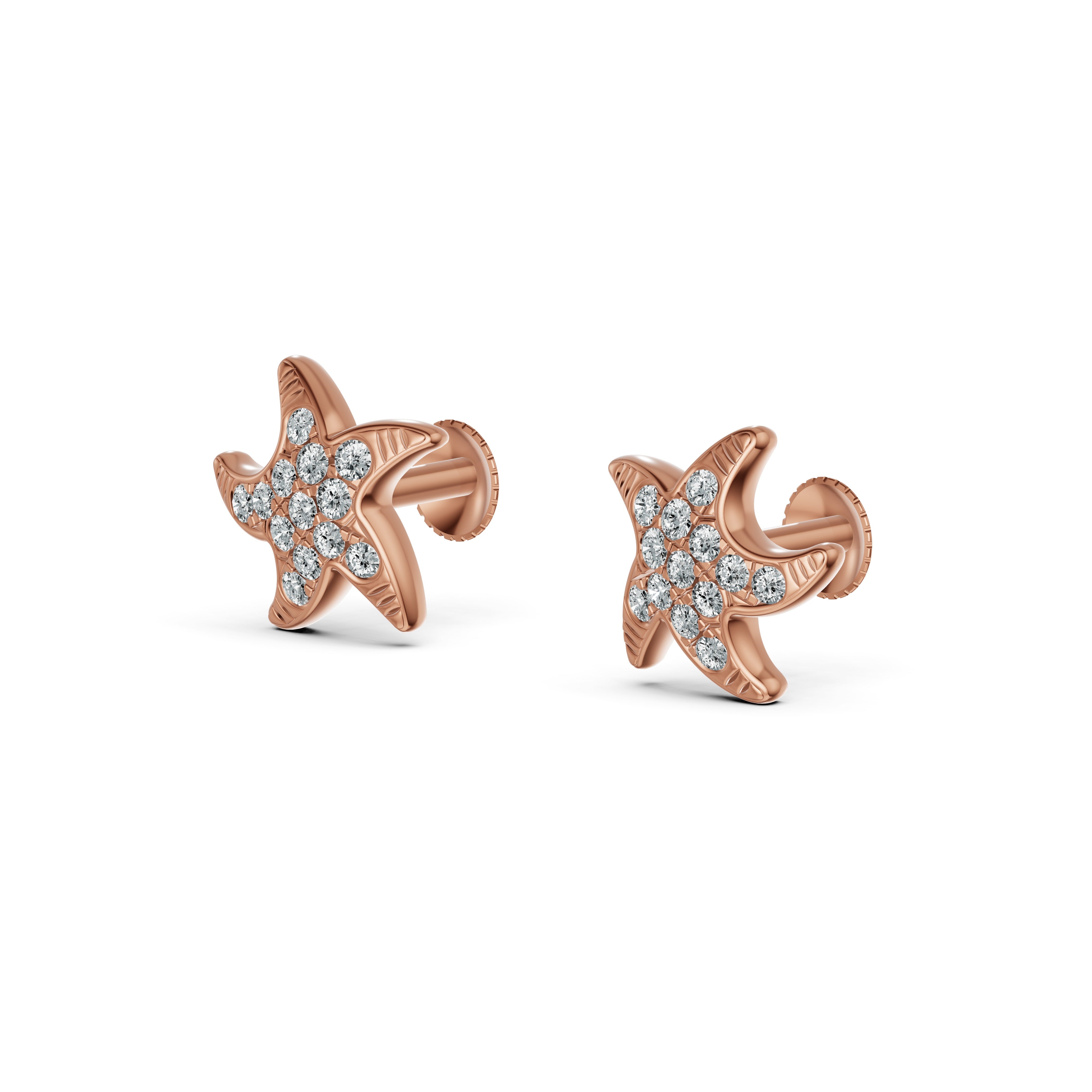 Starfish Diamond Stud Earrings