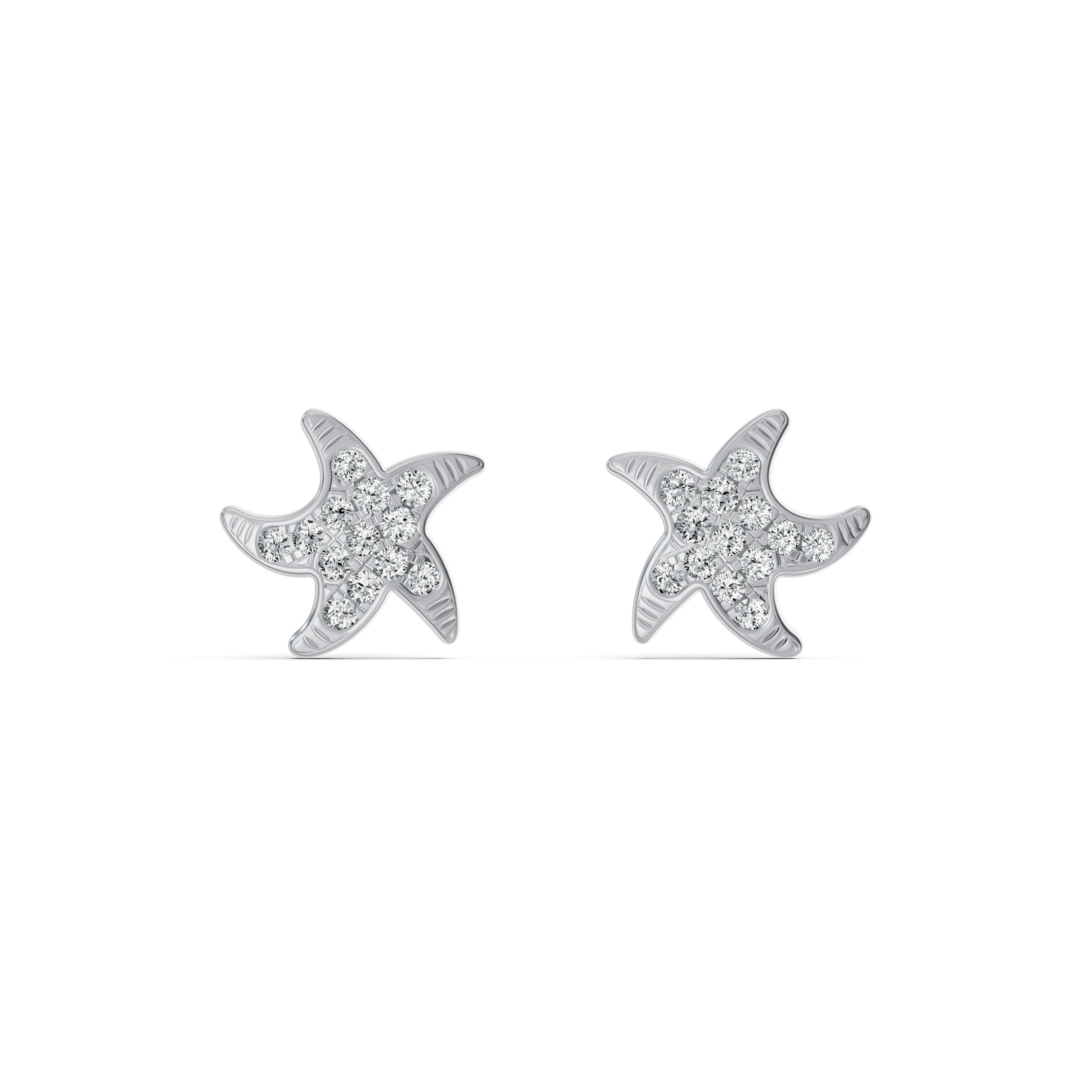 Starfish Diamond Stud Earrings