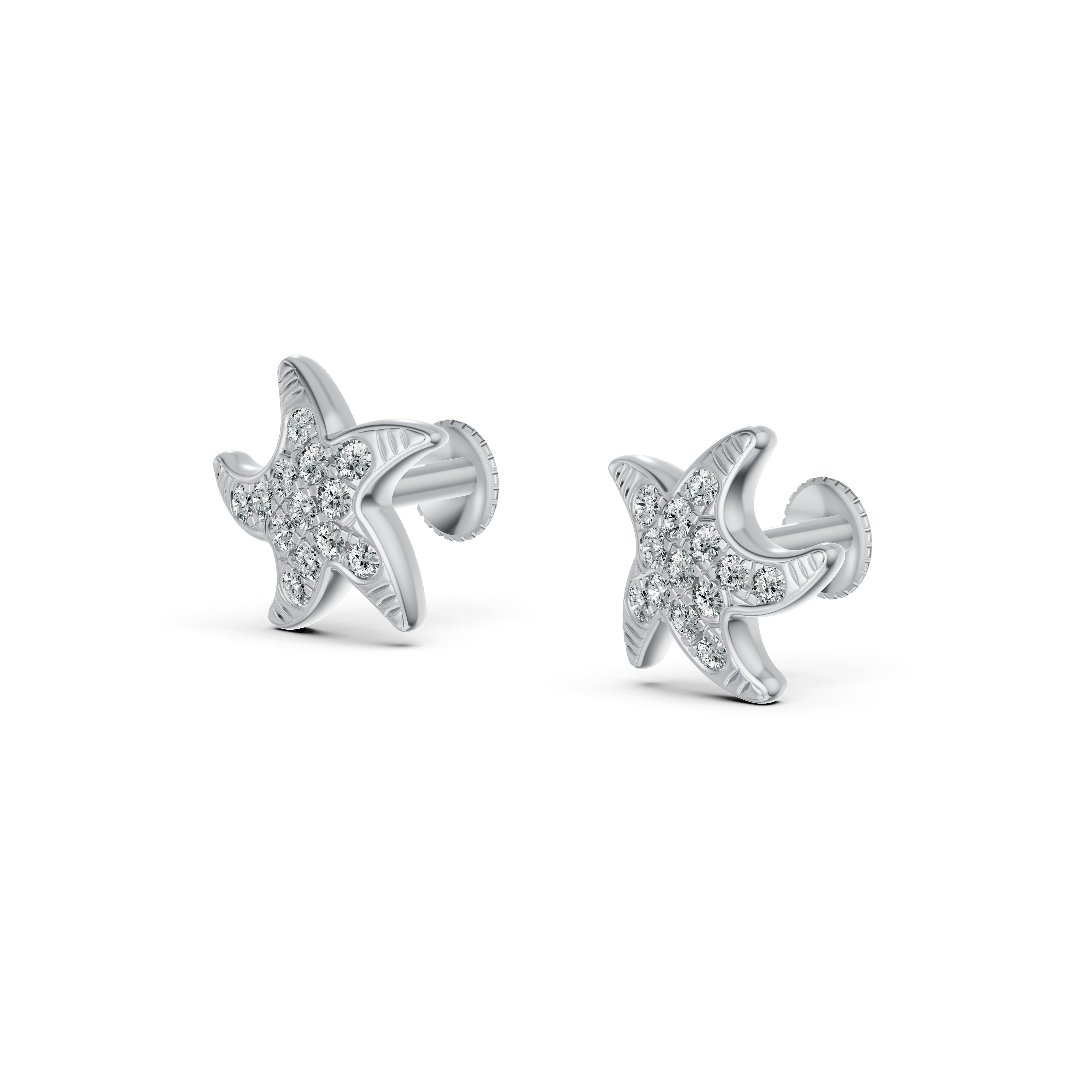 Starfish Diamond Stud Earrings
