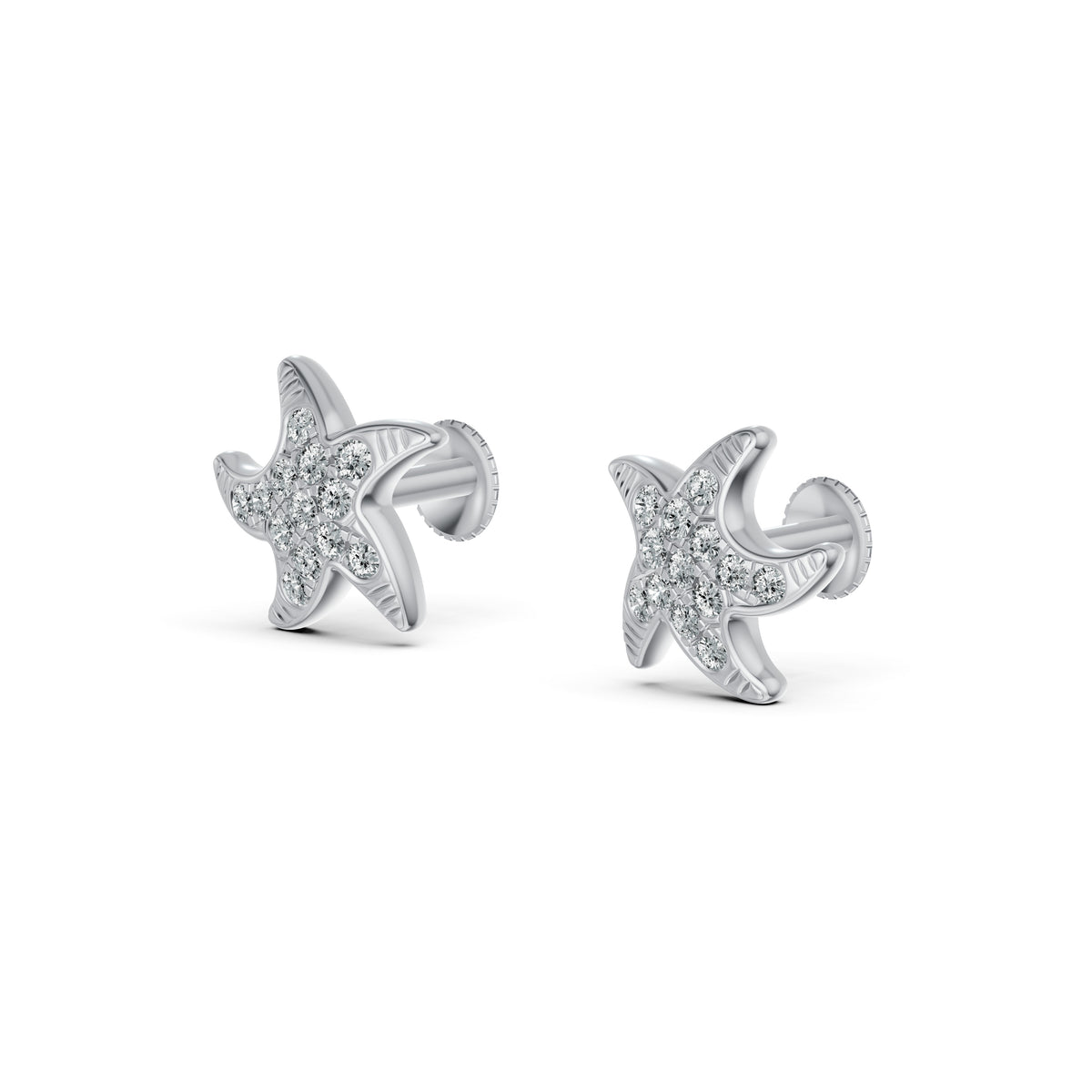 Starfish Diamond Stud Earrings