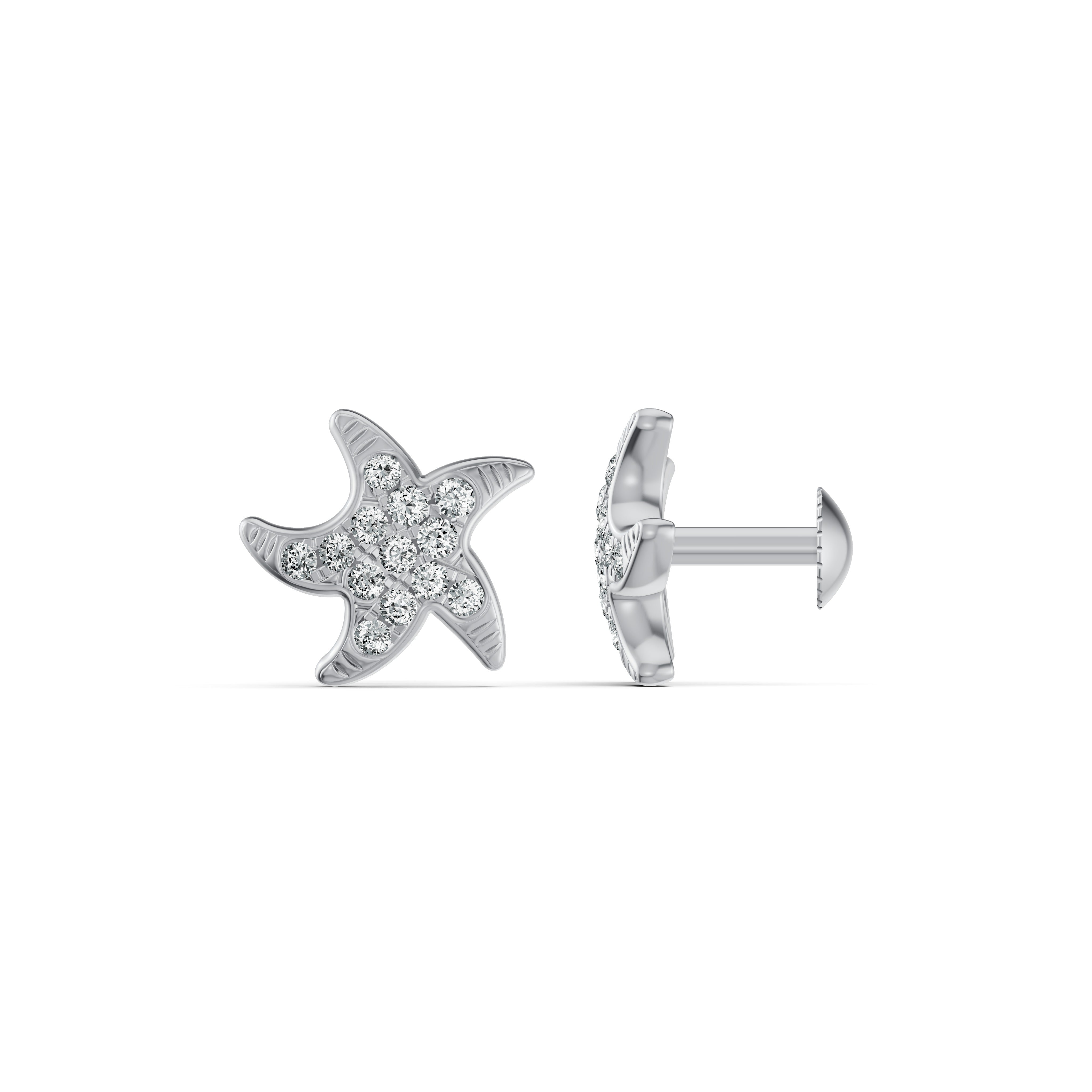 Starfish Diamond Stud Earrings