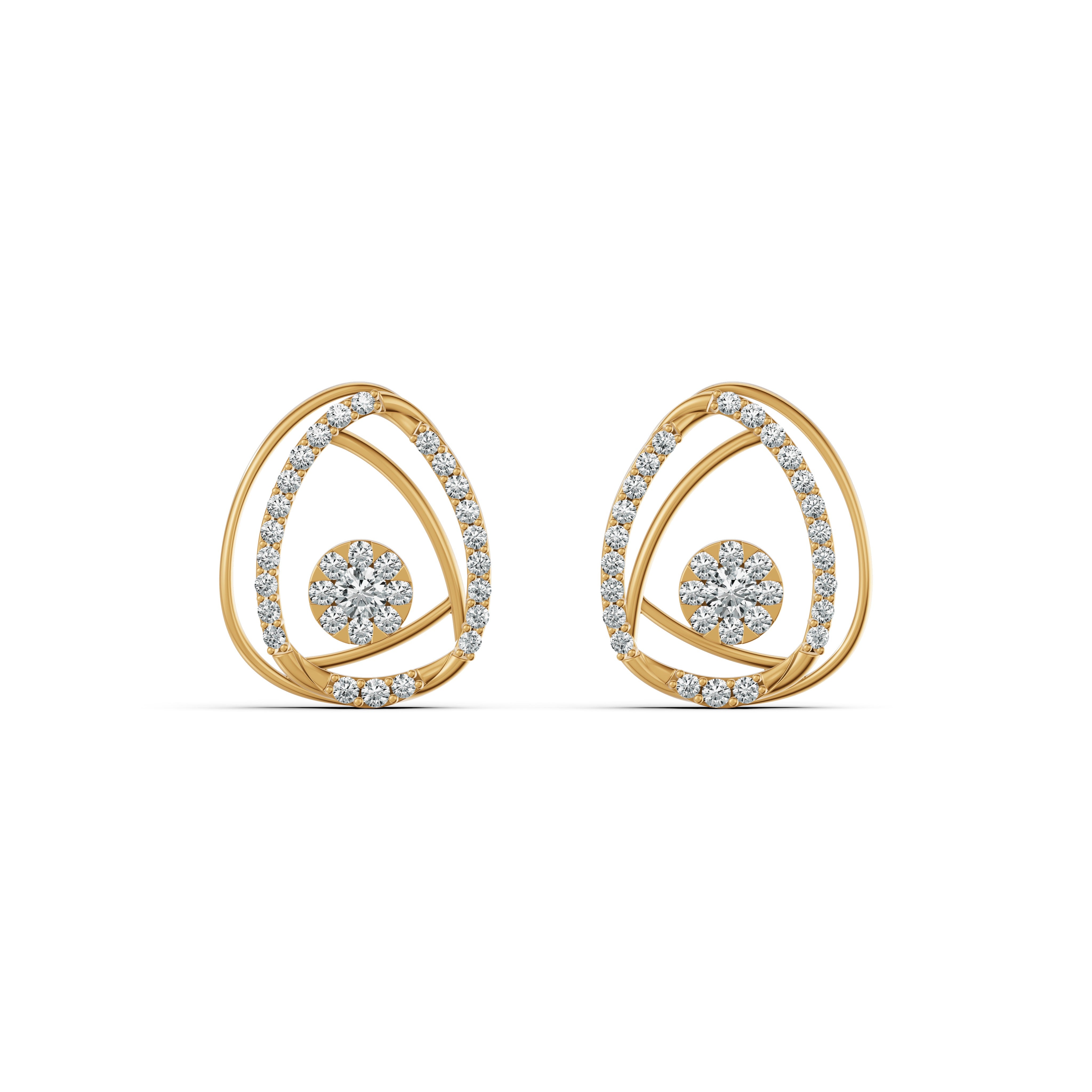 Teardrop Frame Diamond Stud Earrings