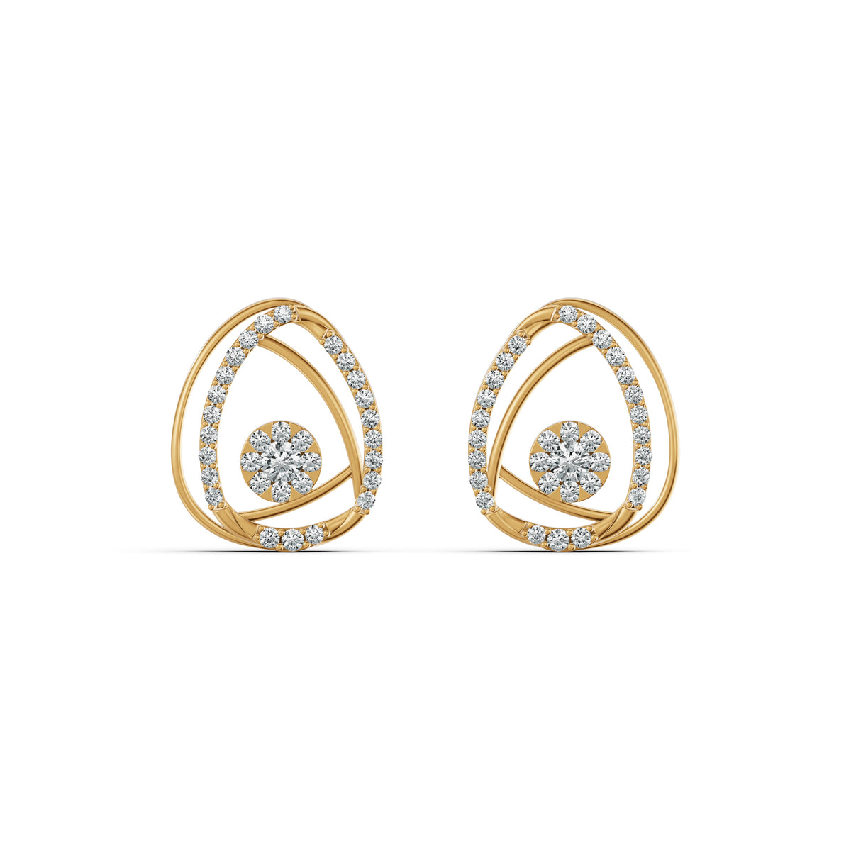 Teardrop Frame Diamond Stud Earrings