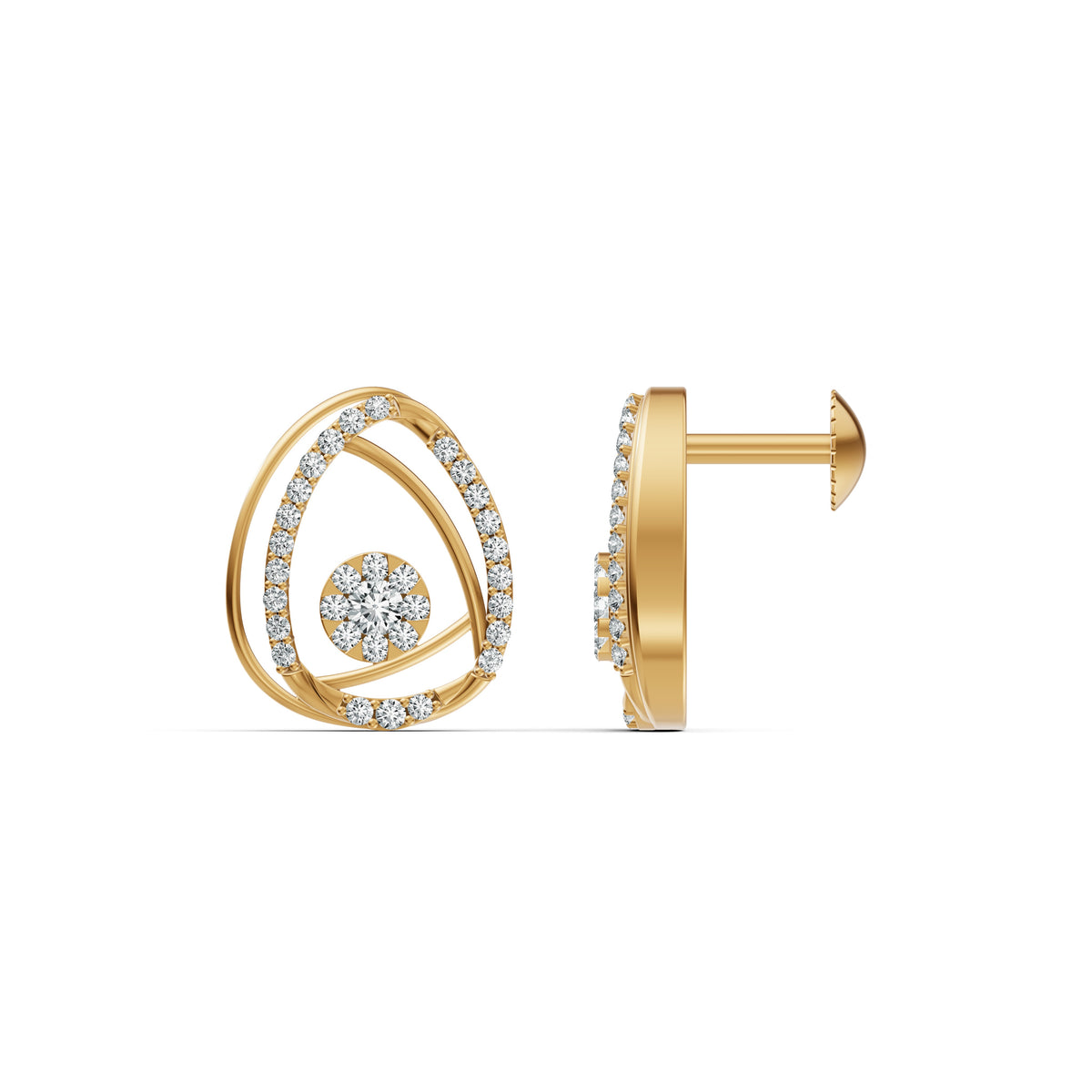 Teardrop Frame Diamond Stud Earrings