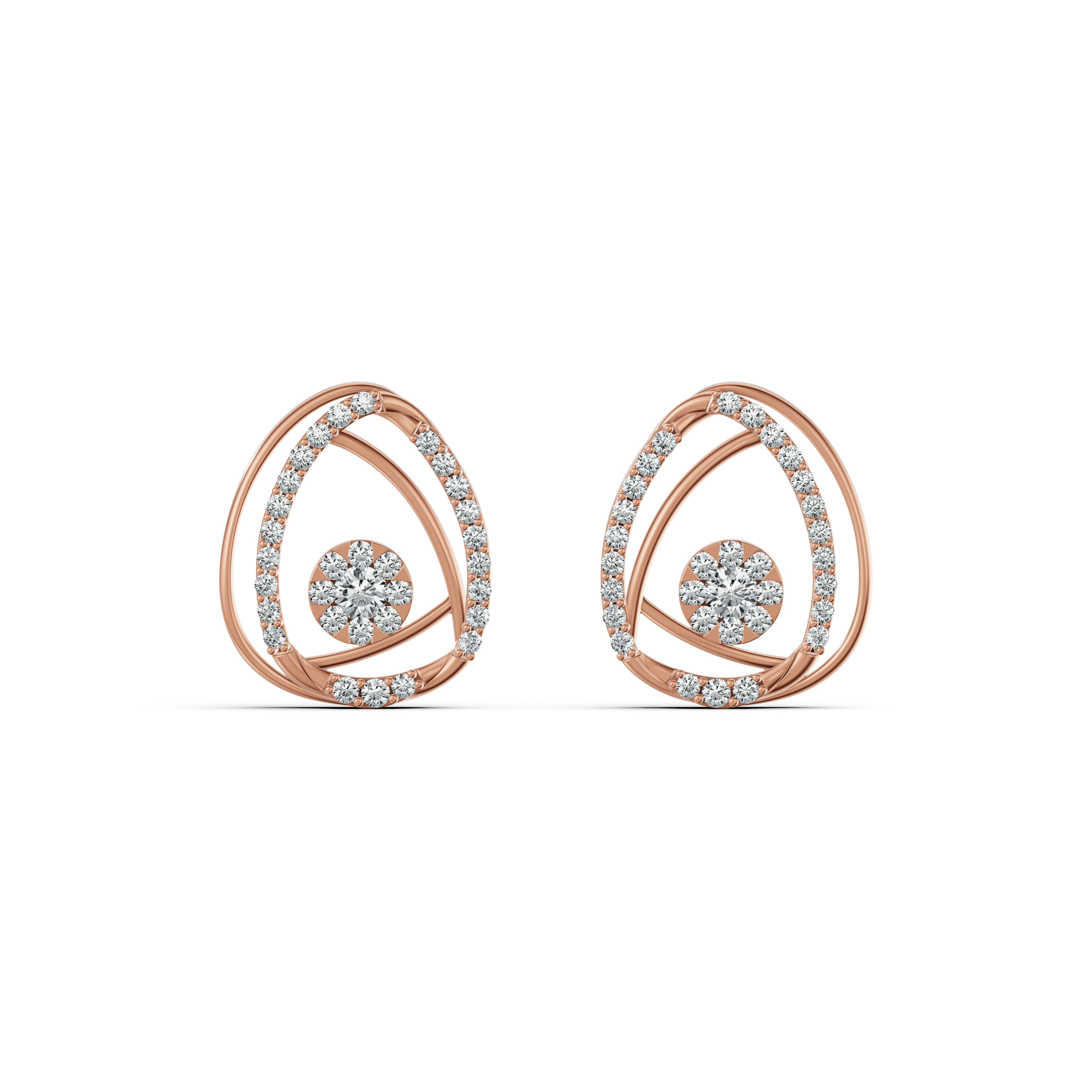Teardrop Frame Diamond Stud Earrings