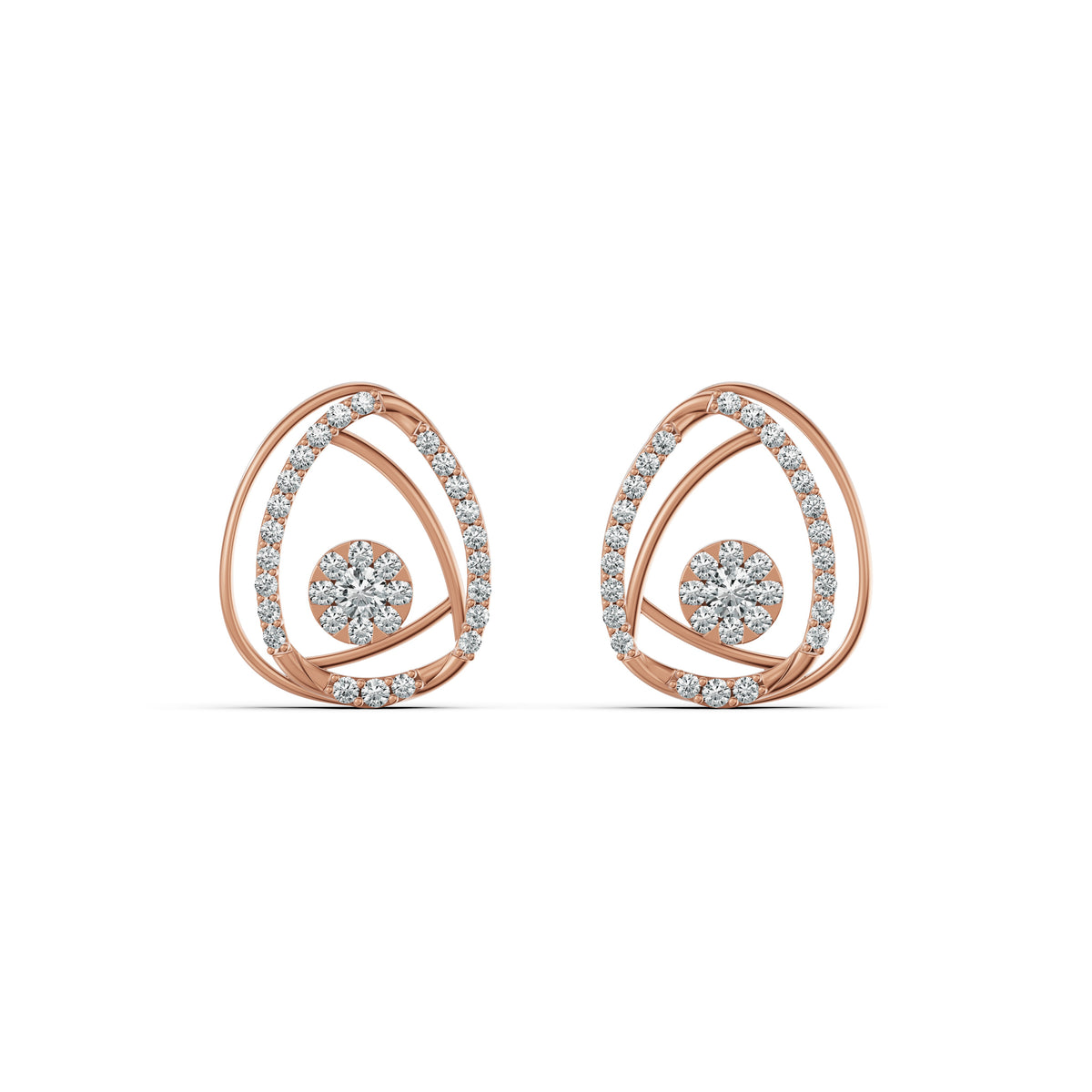 Teardrop Frame Diamond Stud Earrings