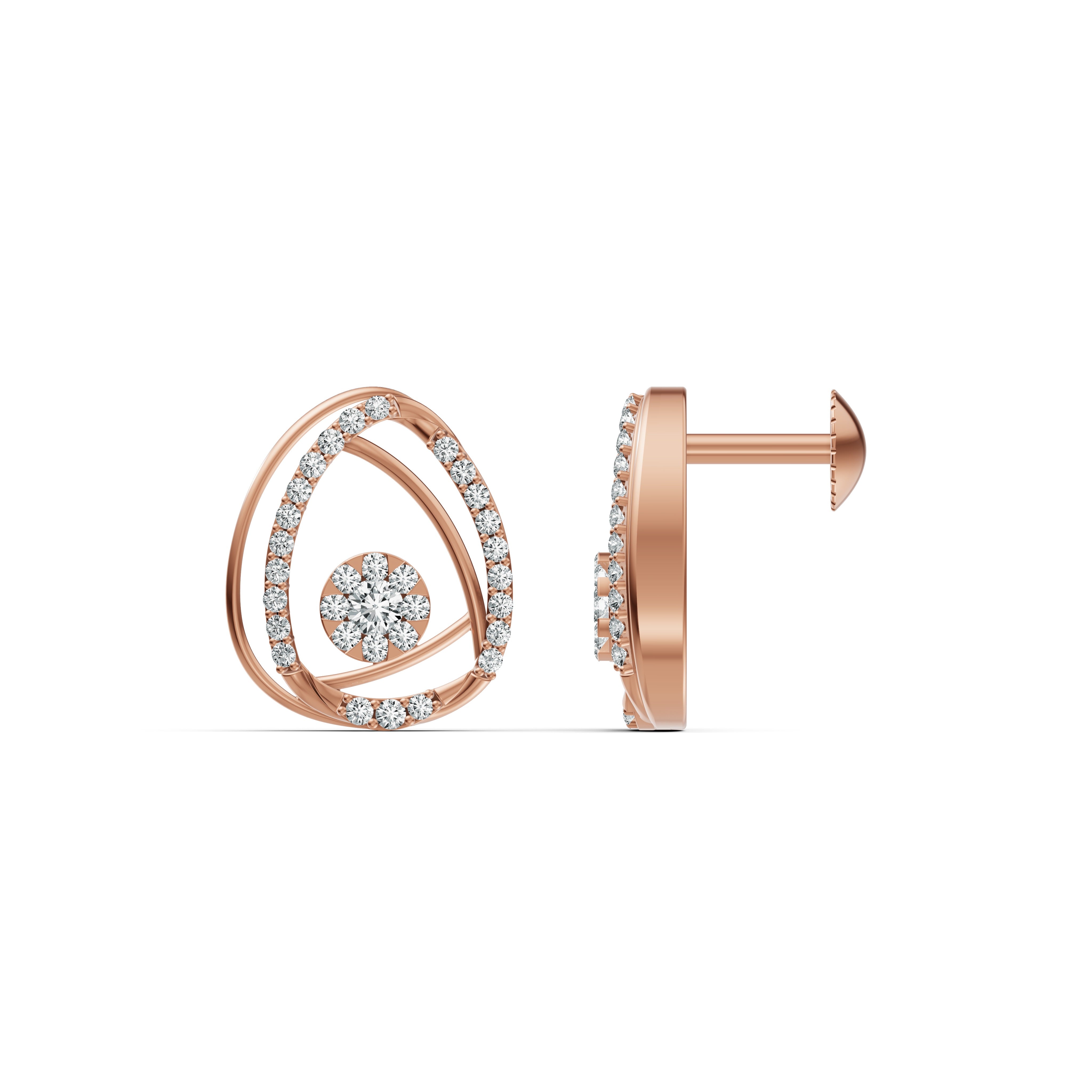 Teardrop Frame Diamond Stud Earrings