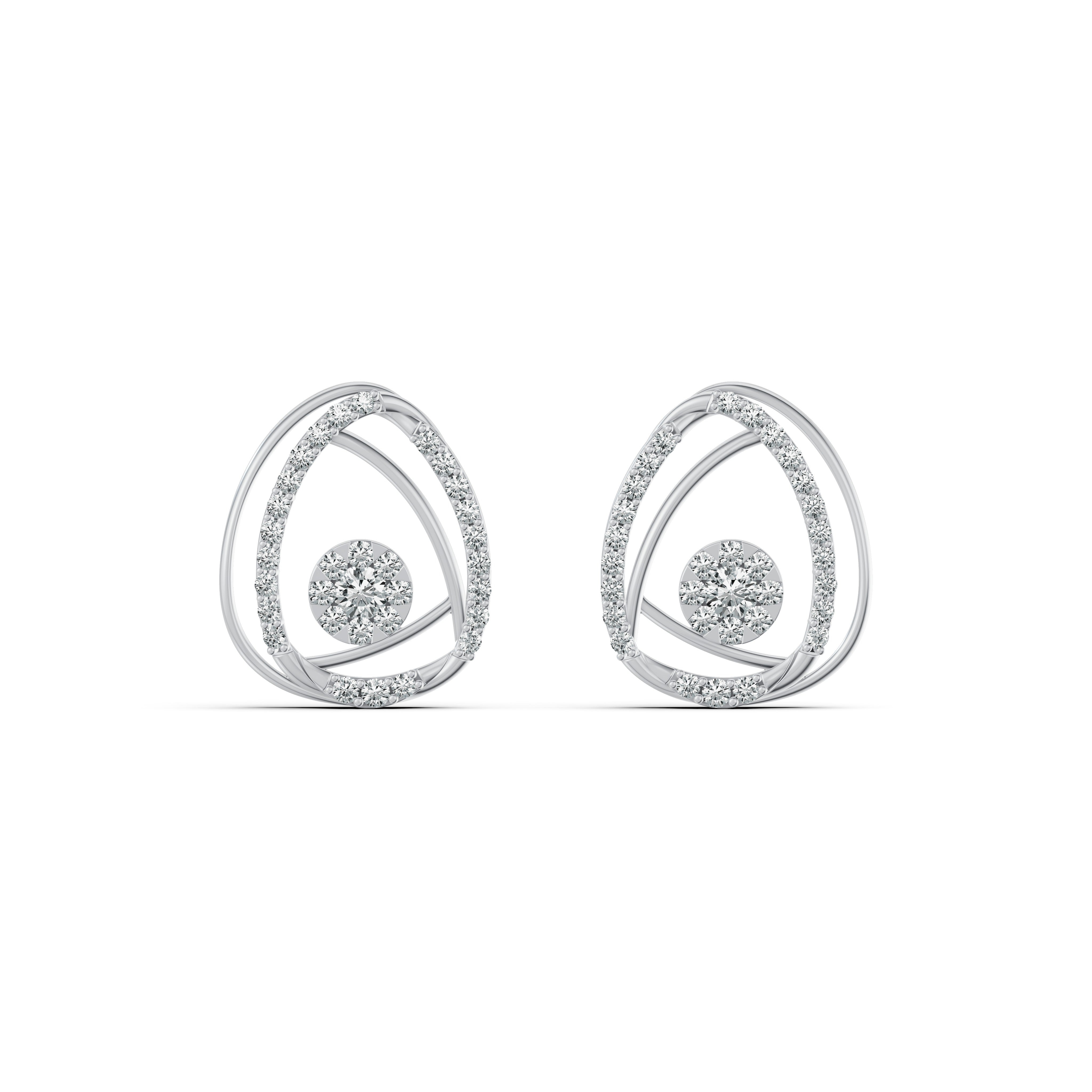 Teardrop Frame Diamond Stud Earrings