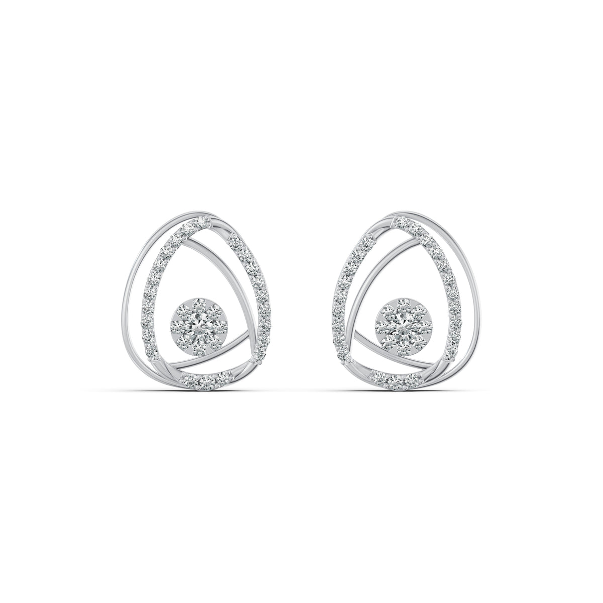 Teardrop Frame Diamond Stud Earrings