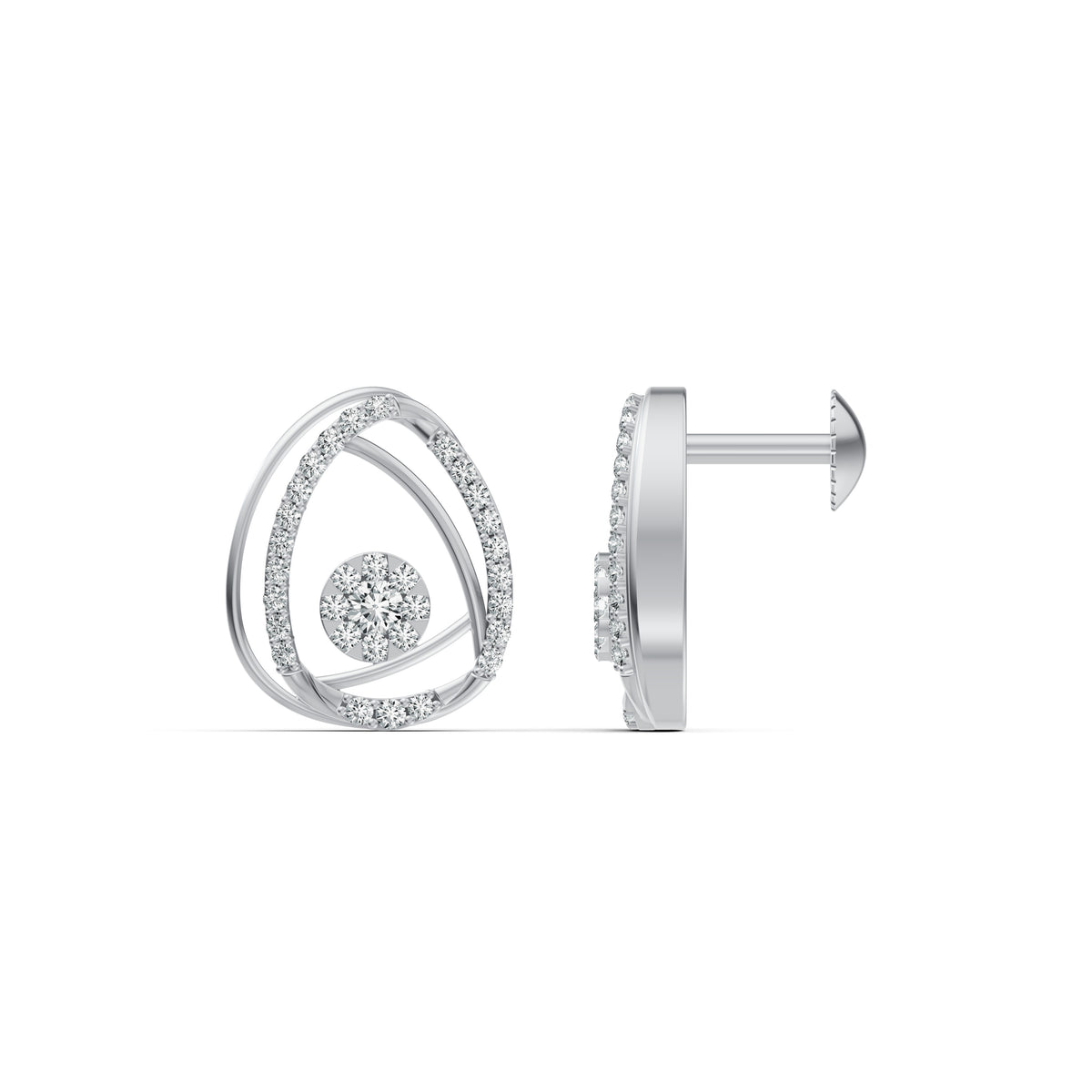 Teardrop Frame Diamond Stud Earrings