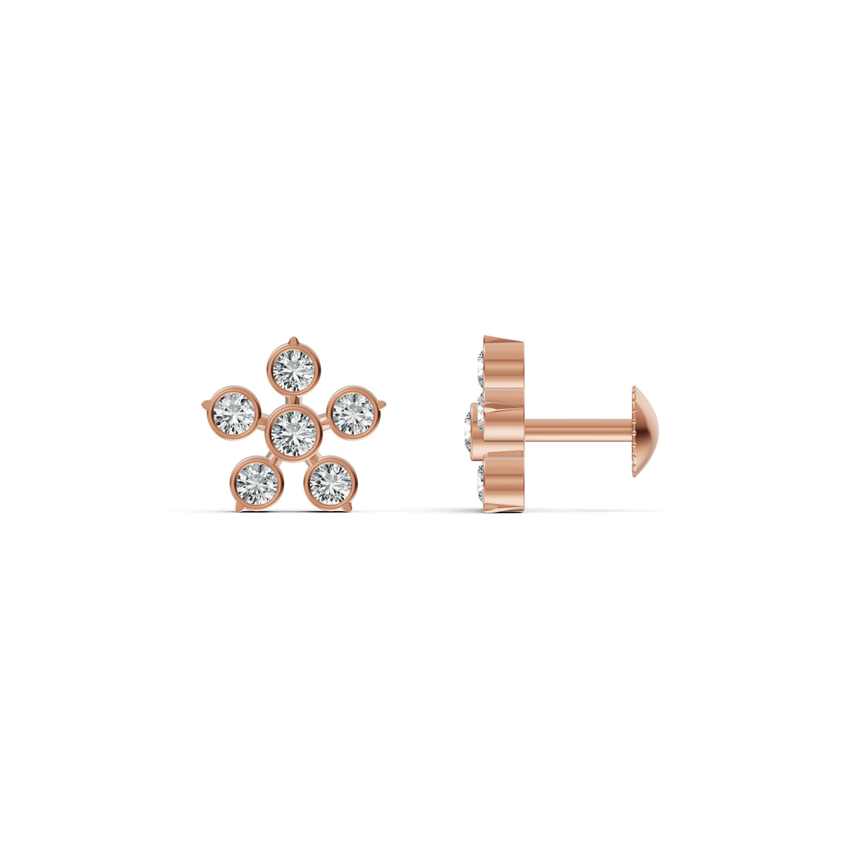 Classic Flower Diamond Stud Earrings