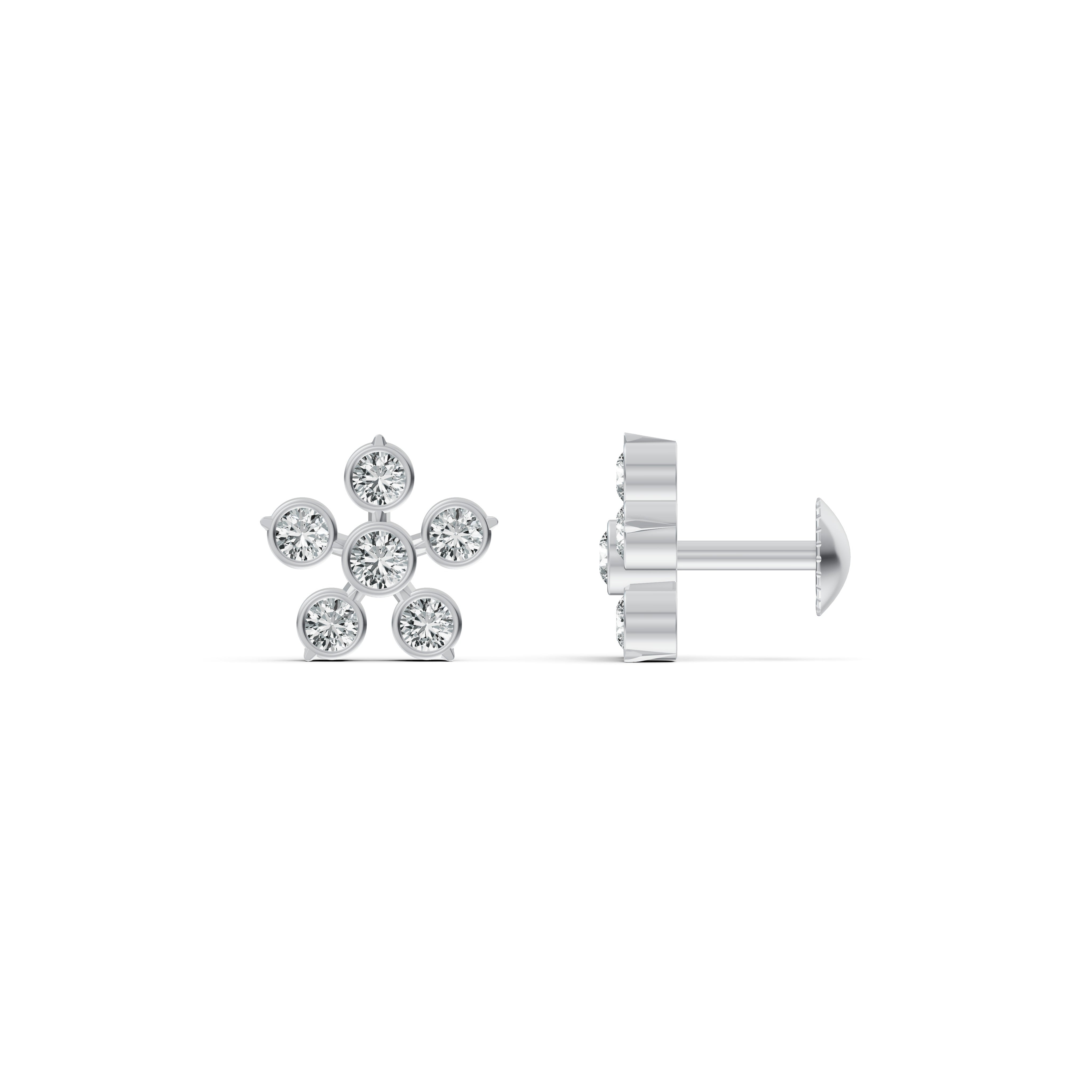 Classic Flower Diamond Stud Earrings
