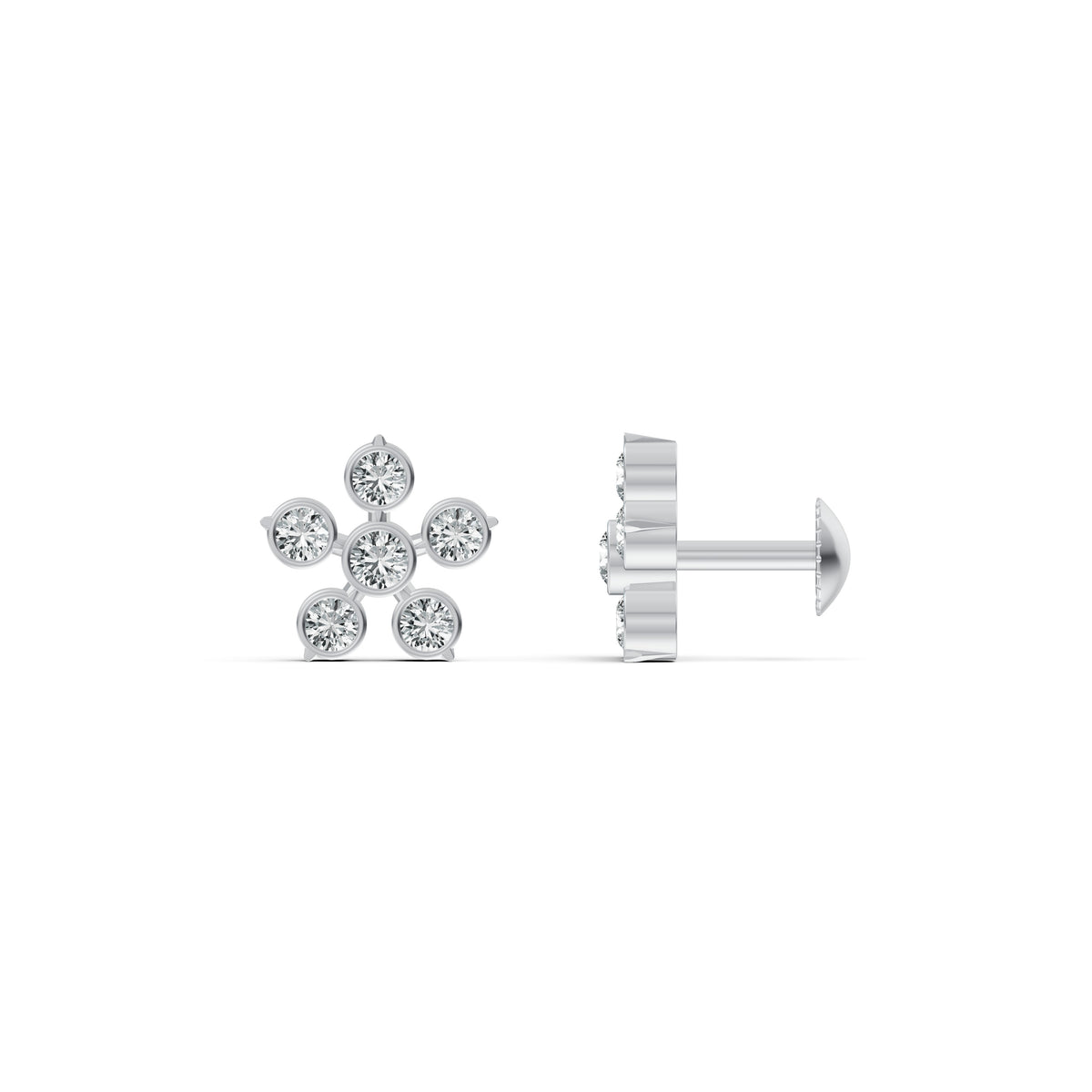 Classic Flower Diamond Stud Earrings