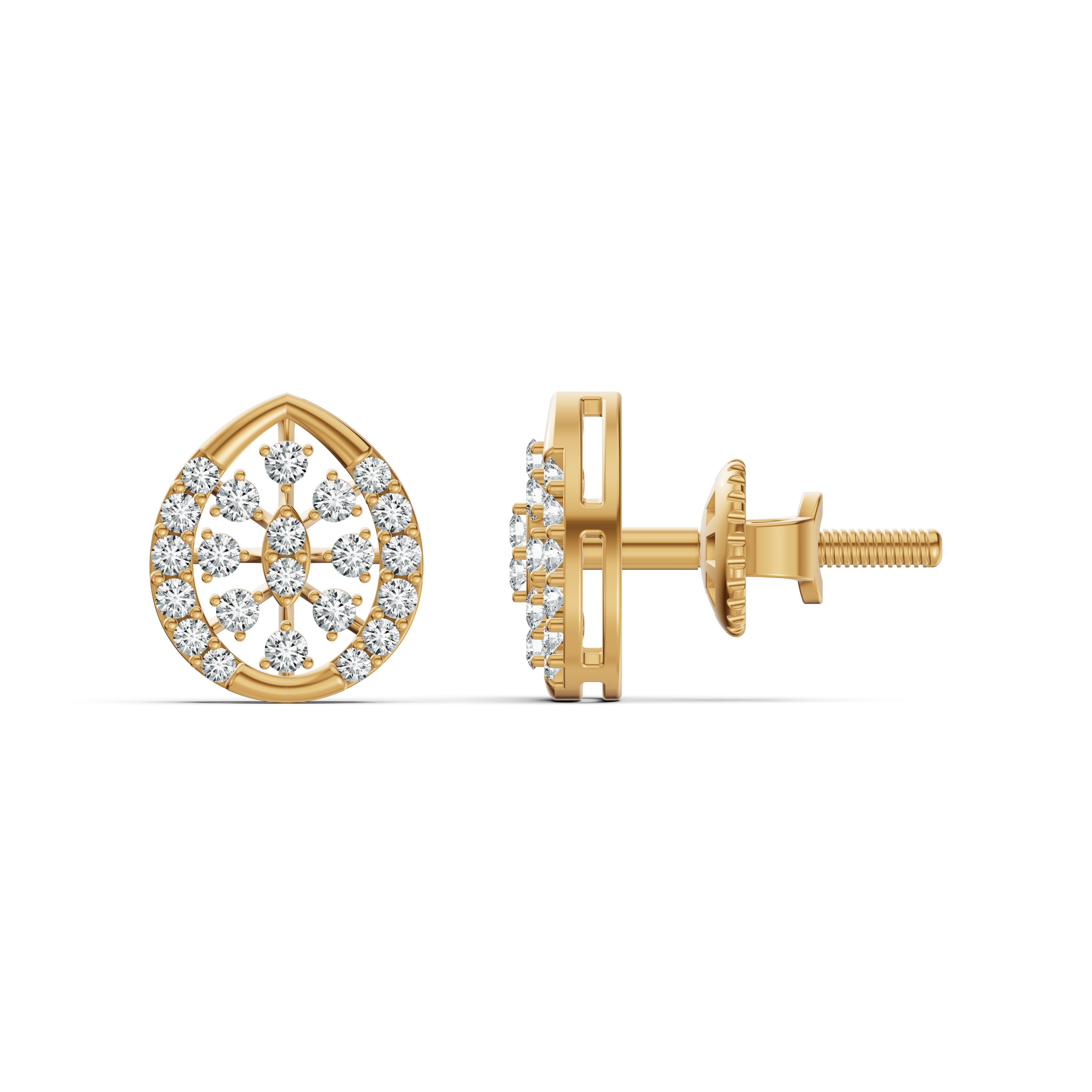 Teardrop Halo Diamond Stud Earrings