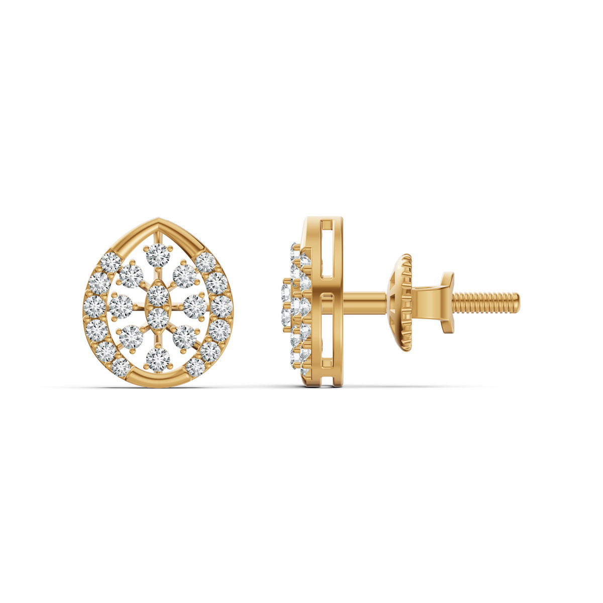 Teardrop Halo Diamond Stud Earrings