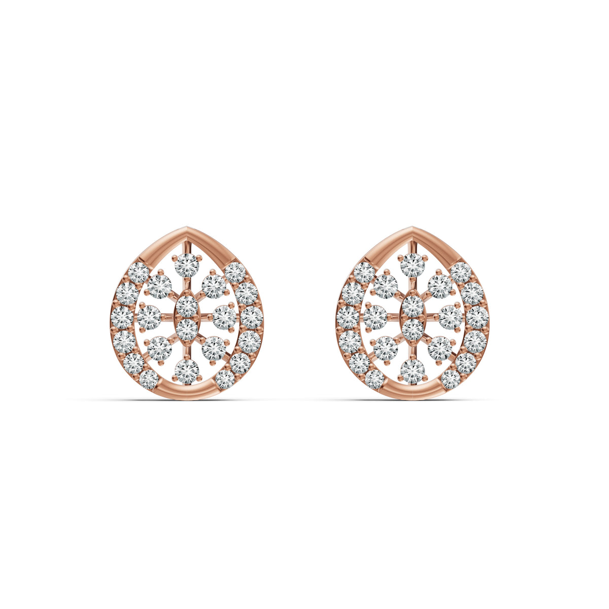 Teardrop Halo Diamond Stud Earrings