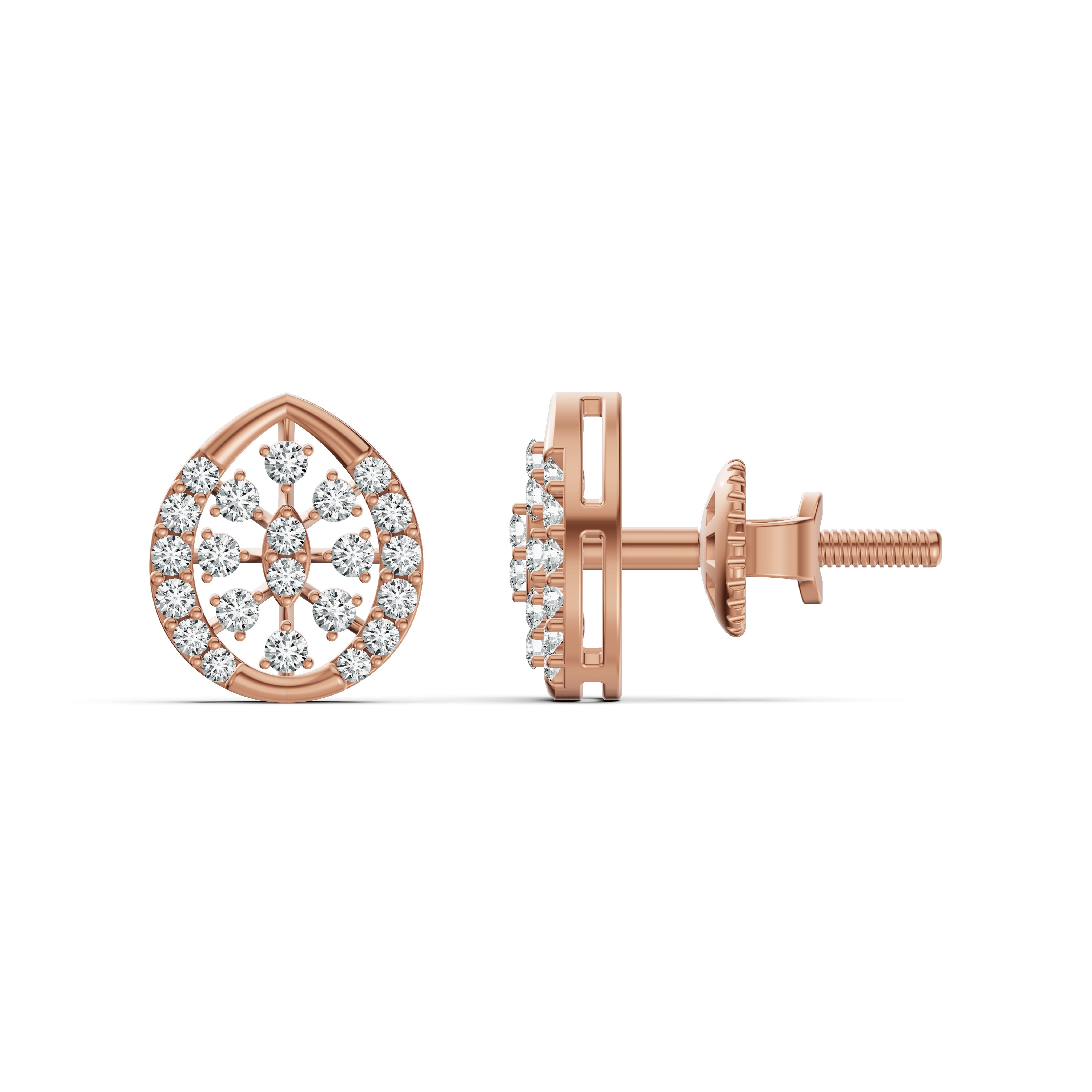 Teardrop Halo Diamond Stud Earrings