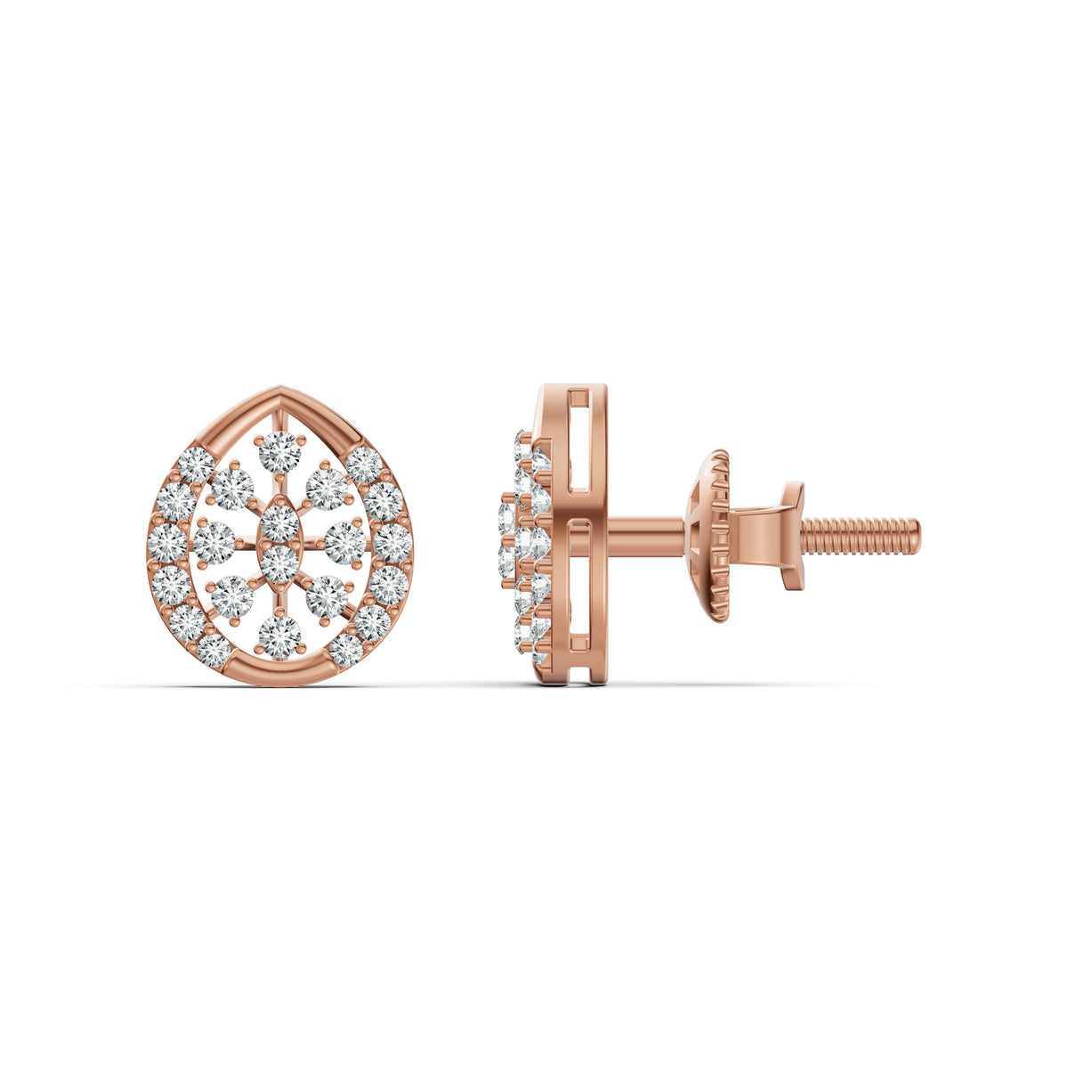 Teardrop Halo Diamond Stud Earrings