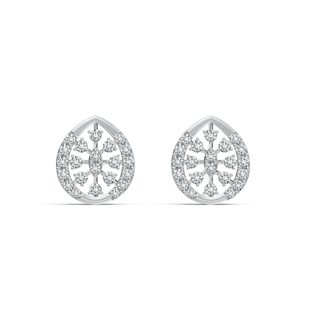 Teardrop Halo Diamond Stud Earrings