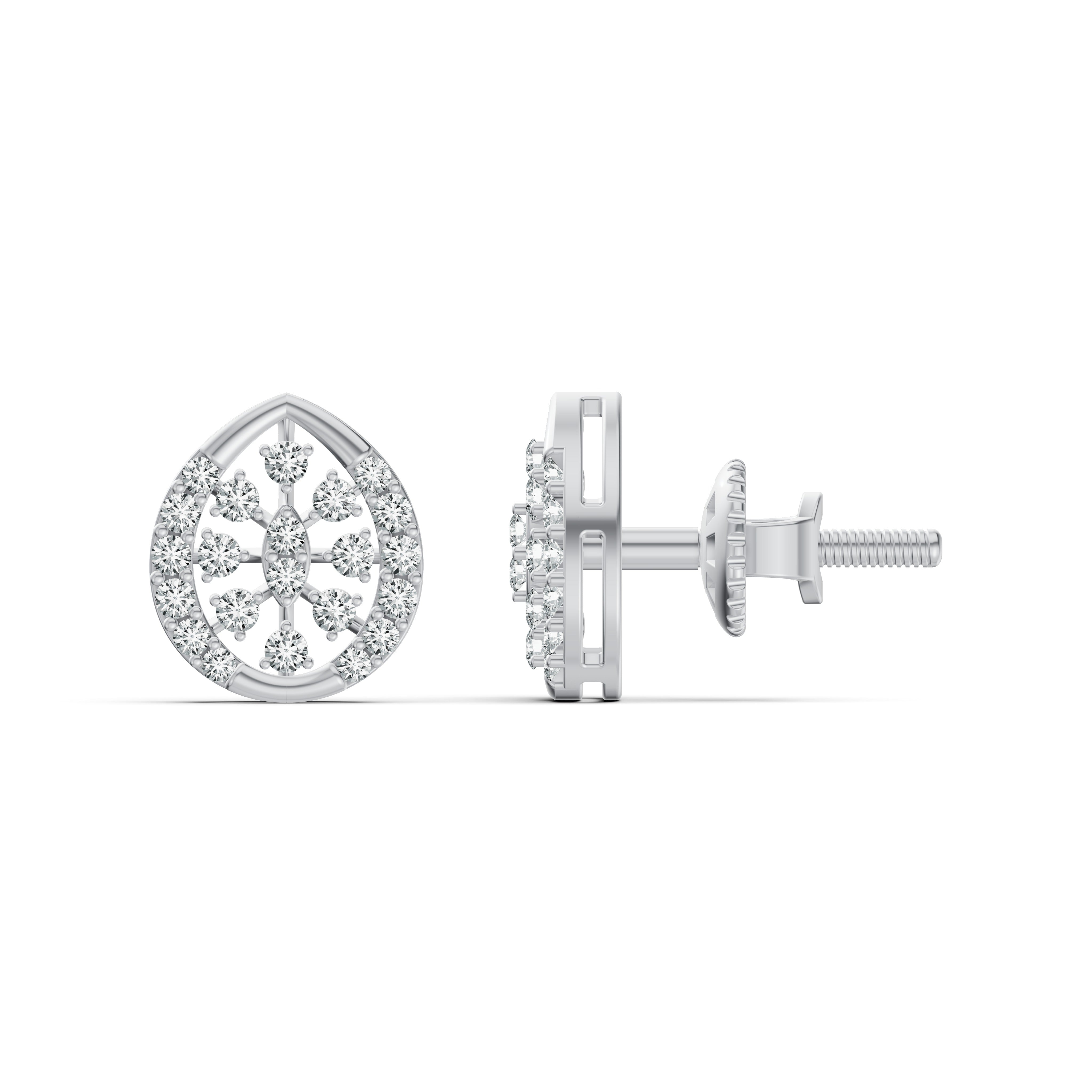 Teardrop Halo Diamond Stud Earrings