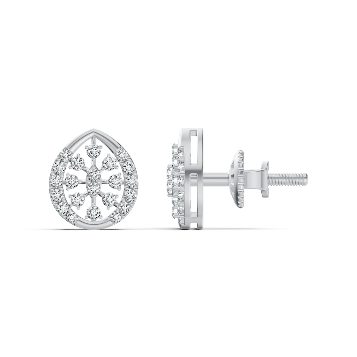 Teardrop Halo Diamond Stud Earrings