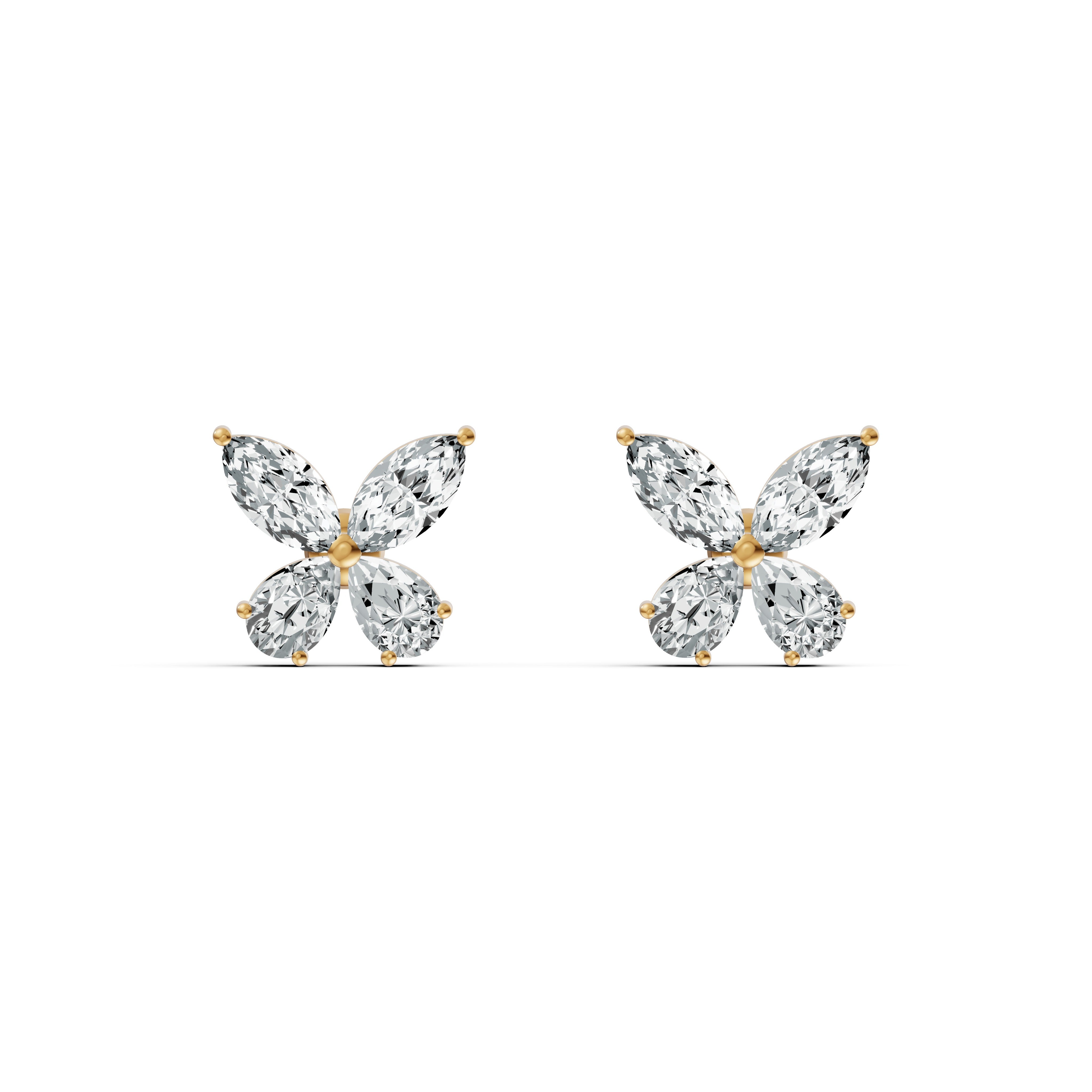 Marquise Petal Diamond Stud Earrings
