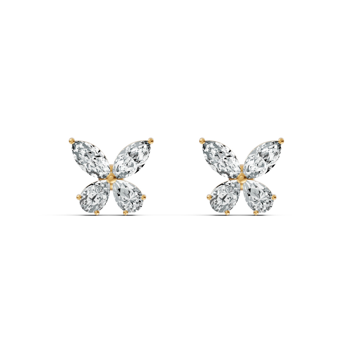 Marquise Petal Diamond Stud Earrings