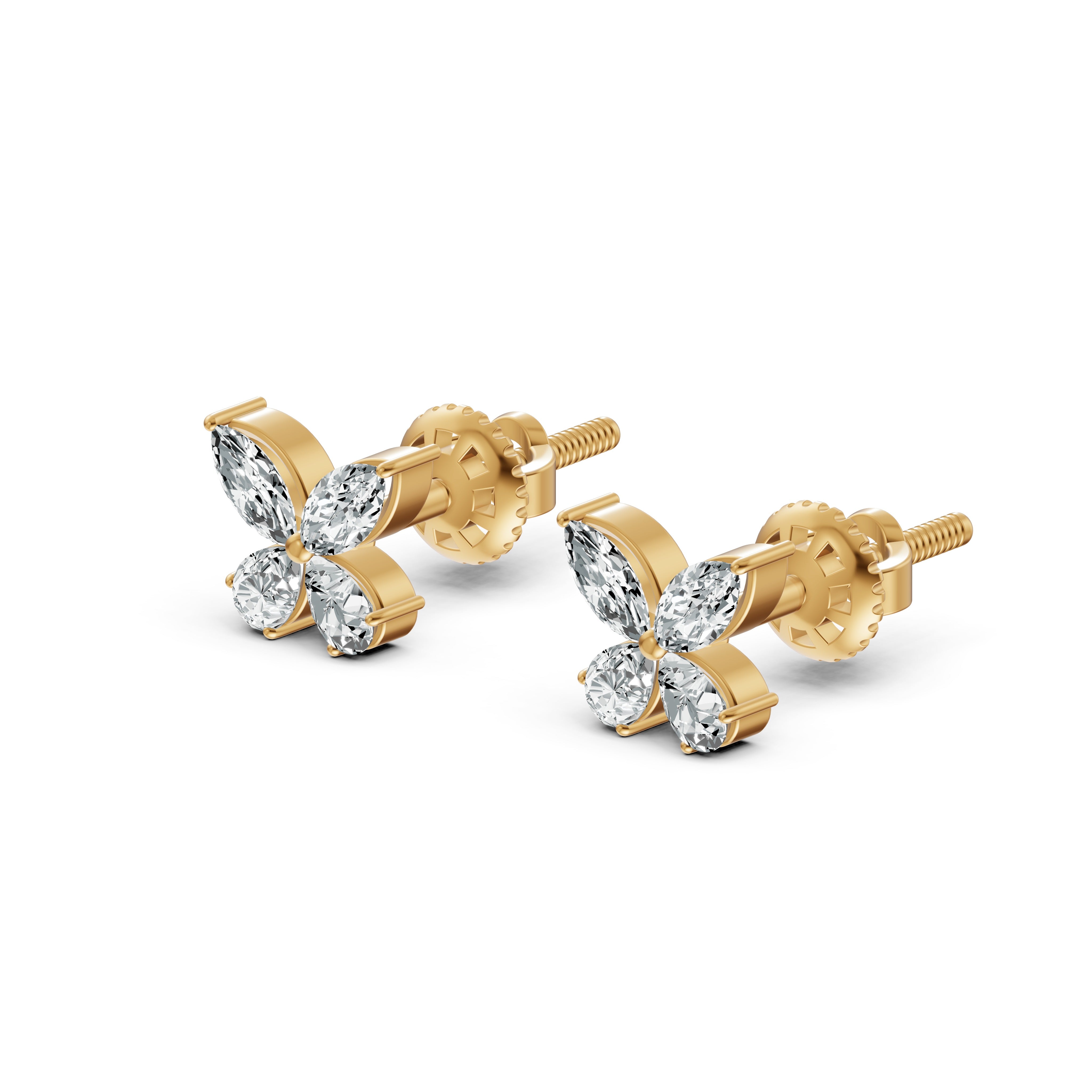 Marquise Petal Diamond Stud Earrings