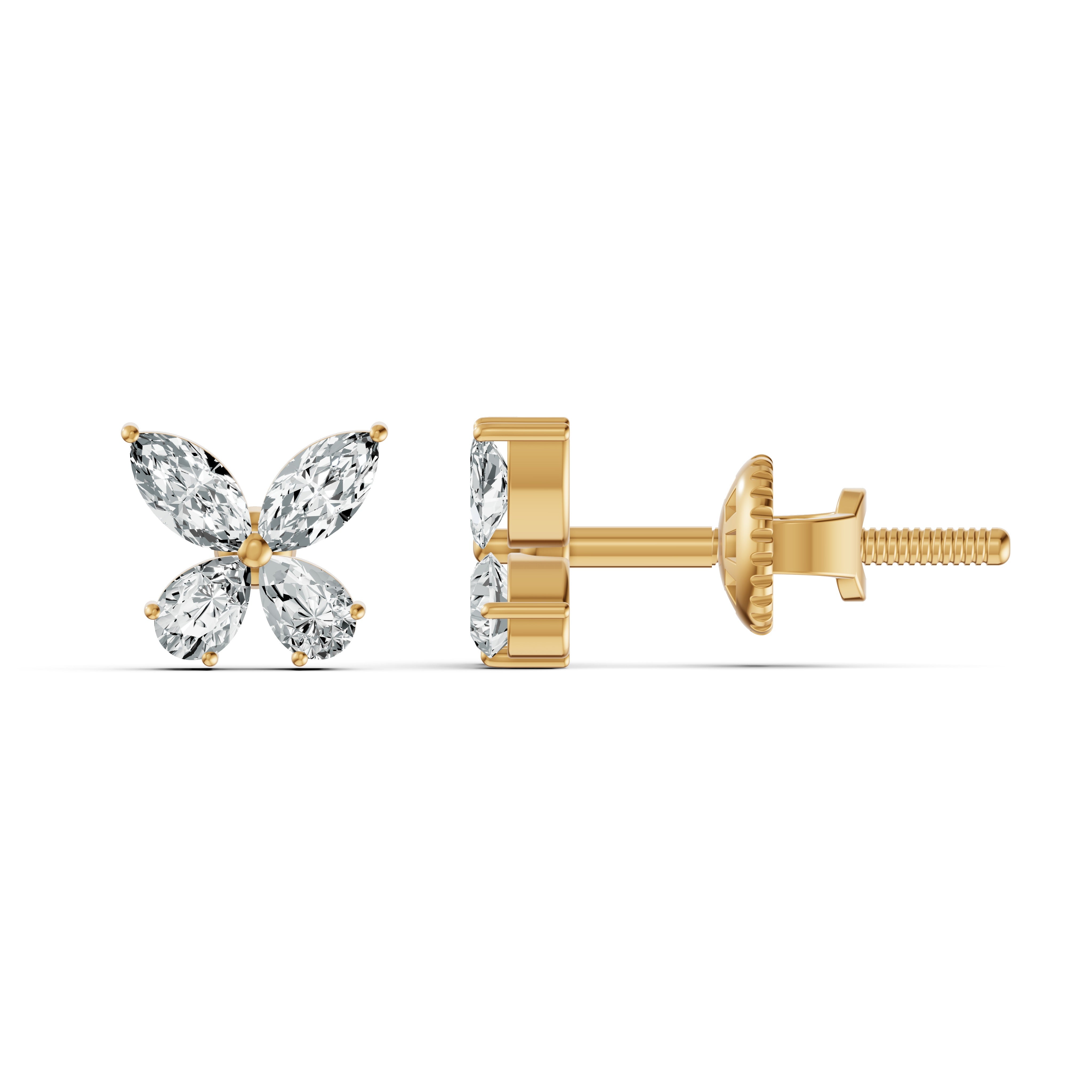 Marquise Petal Diamond Stud Earrings