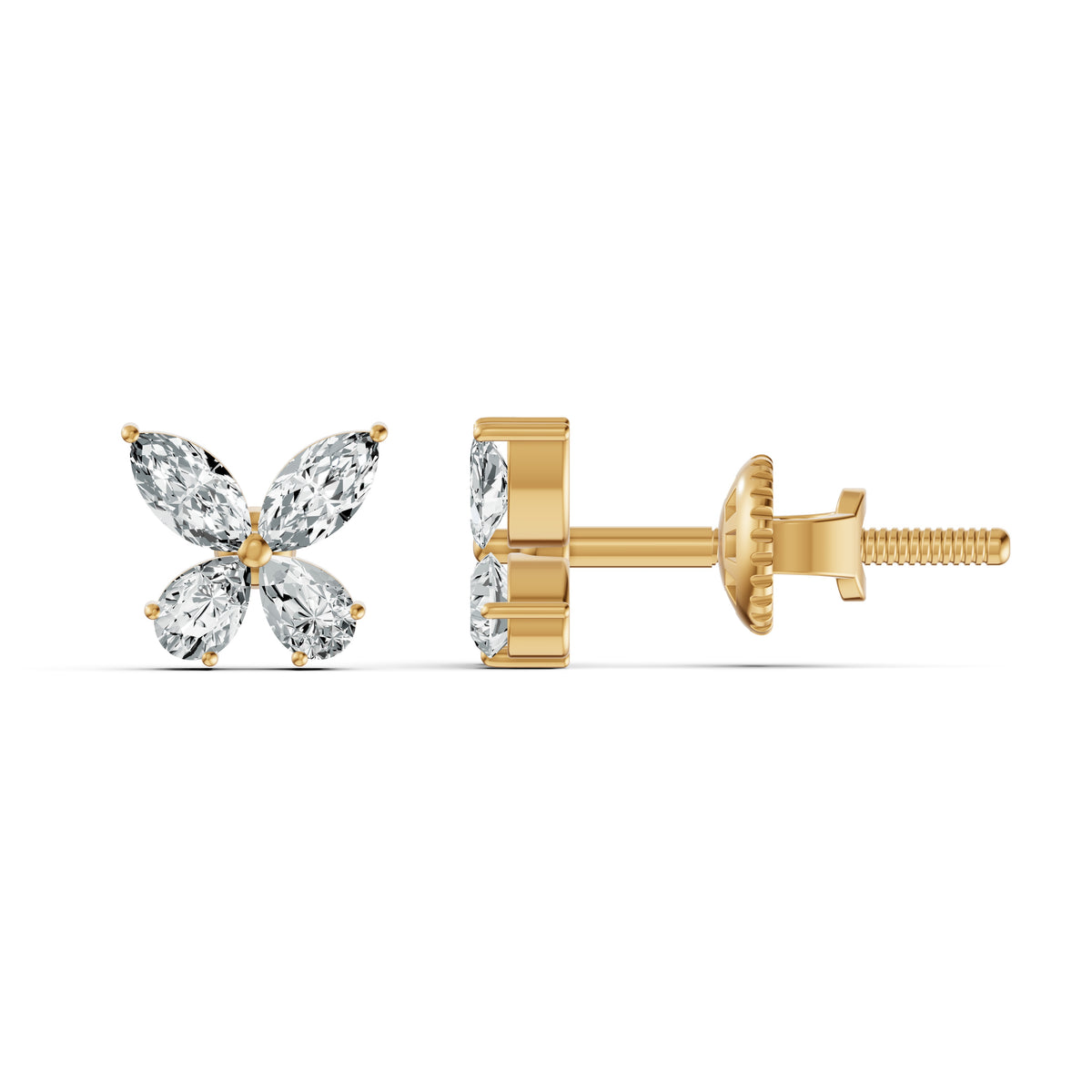 Marquise Petal Diamond Stud Earrings