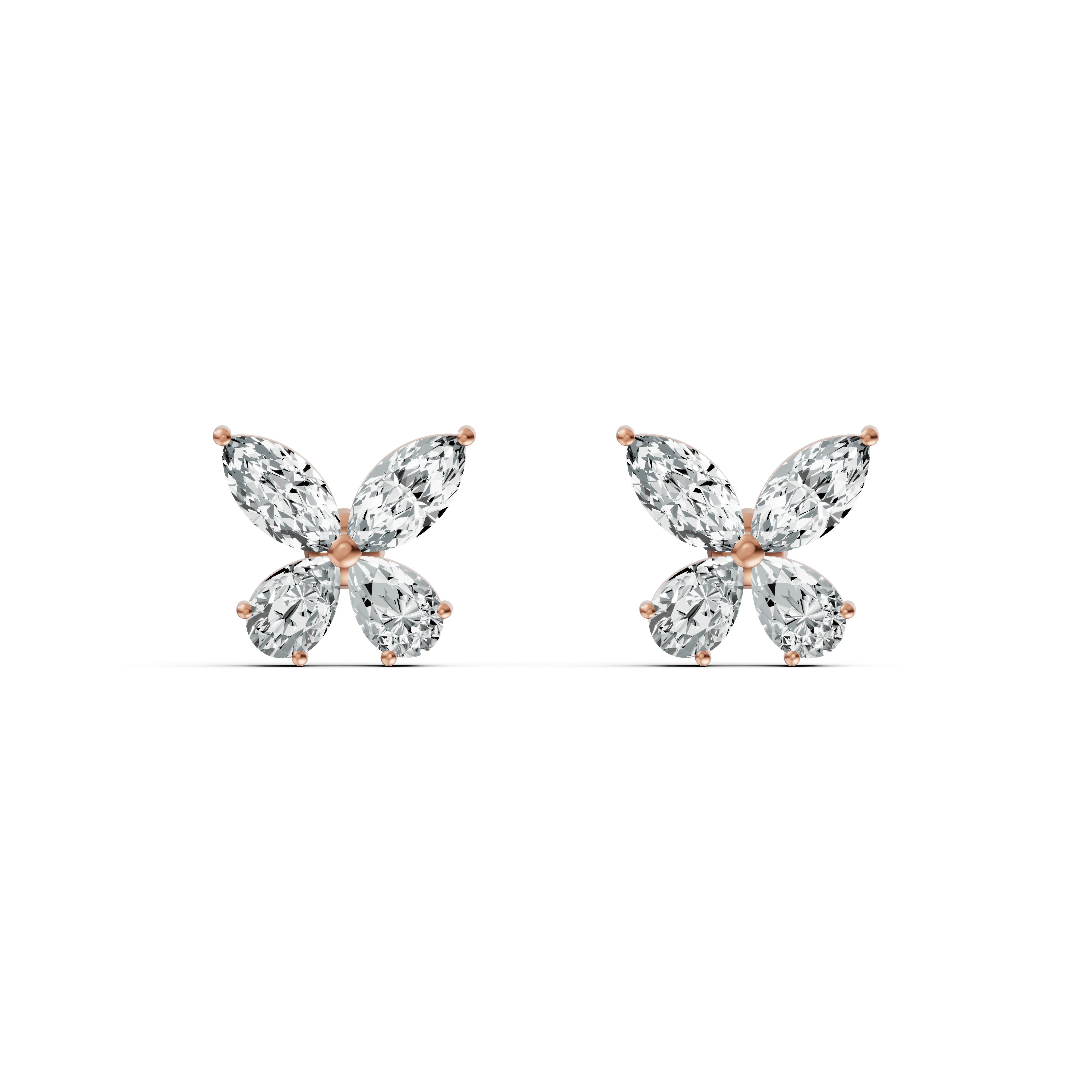 Marquise Petal Diamond Stud Earrings
