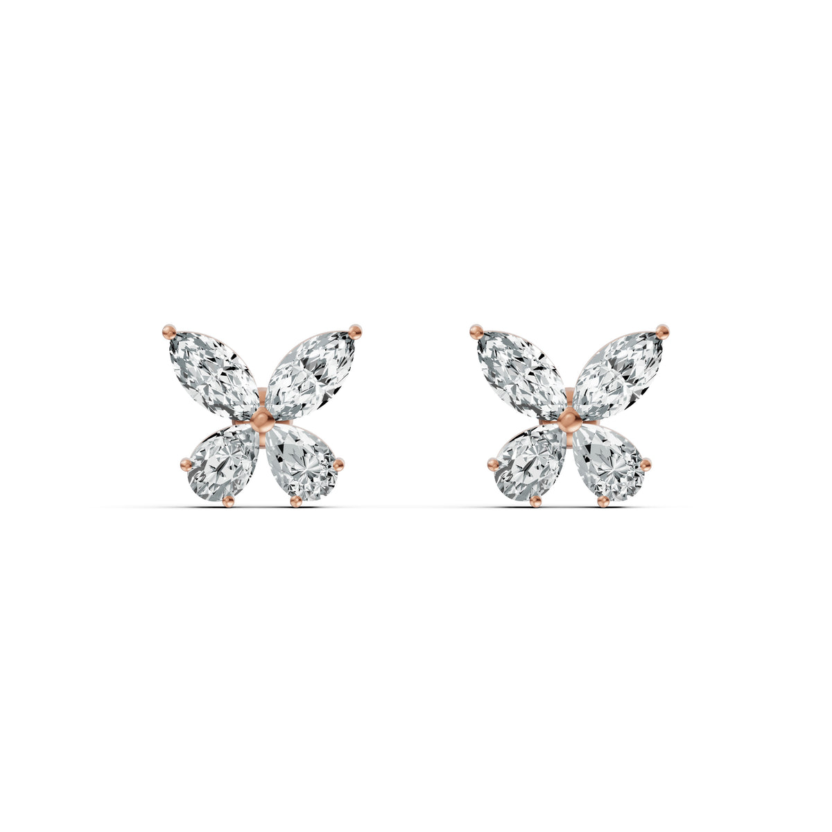 Marquise Petal Diamond Stud Earrings