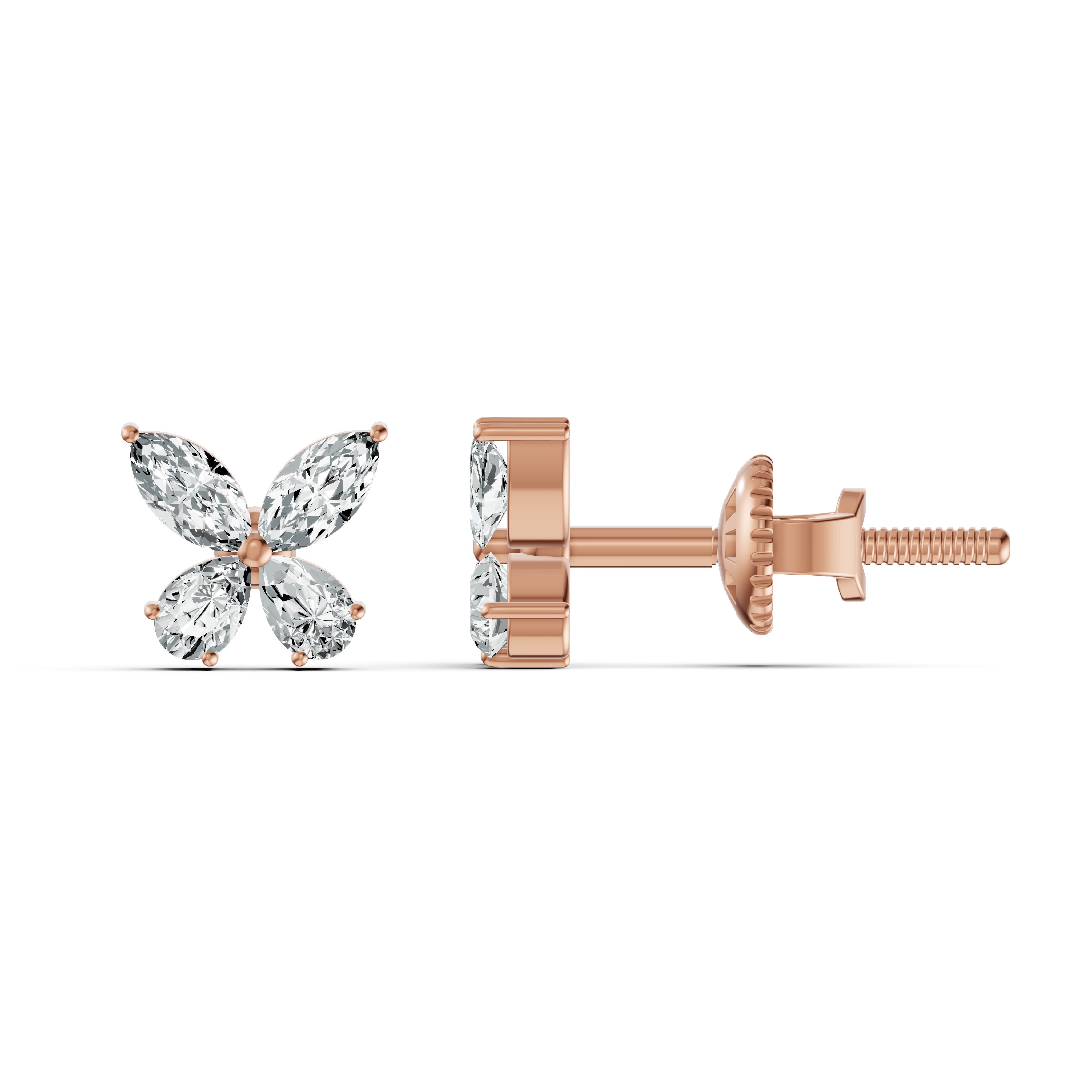 Marquise Petal Diamond Stud Earrings