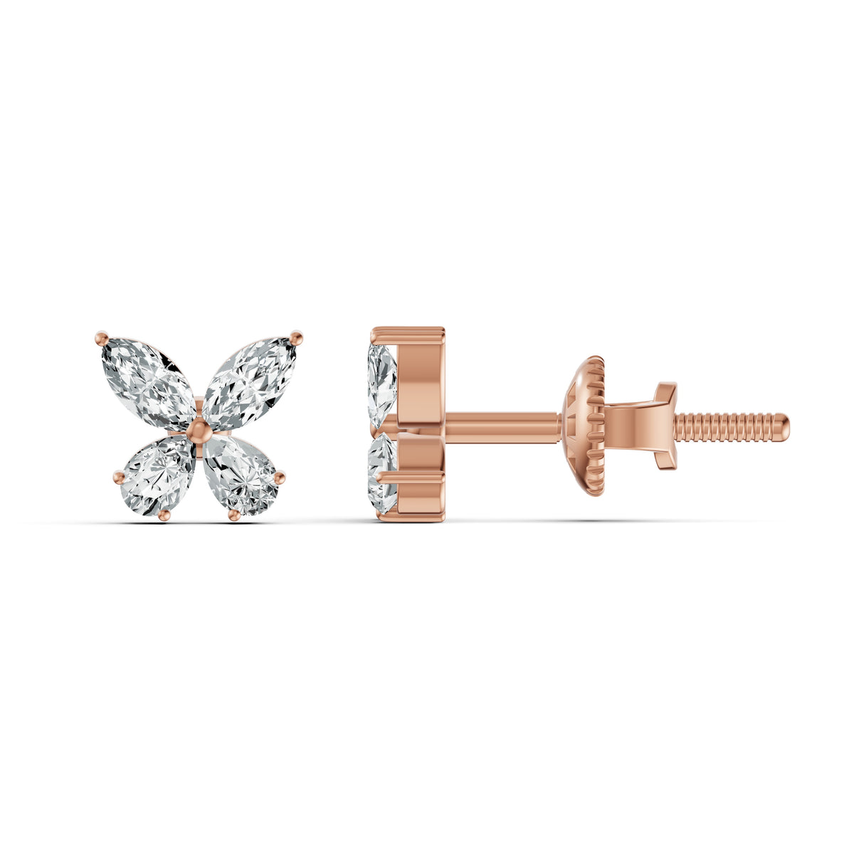 Marquise Petal Diamond Stud Earrings