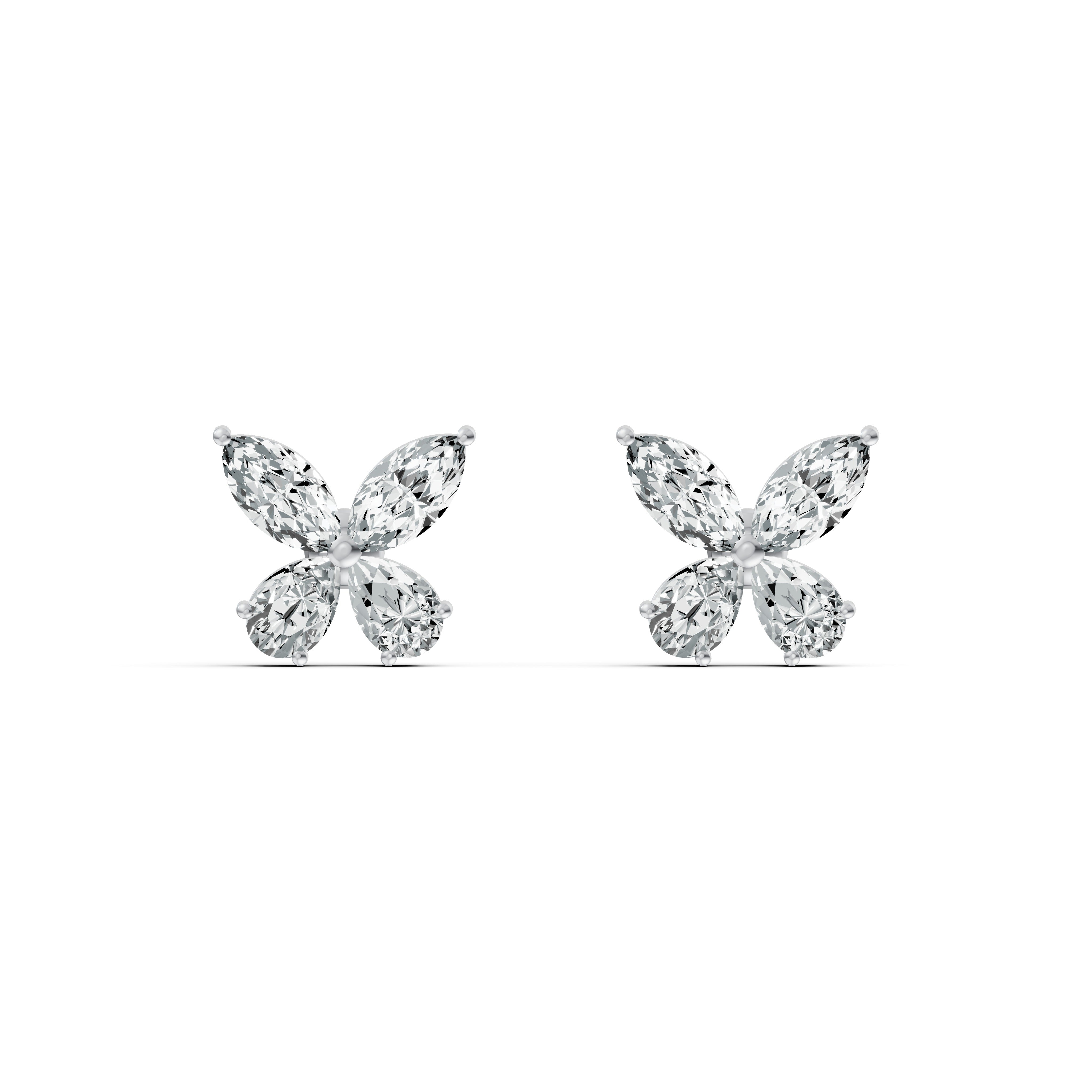 Marquise Petal Diamond Stud Earrings