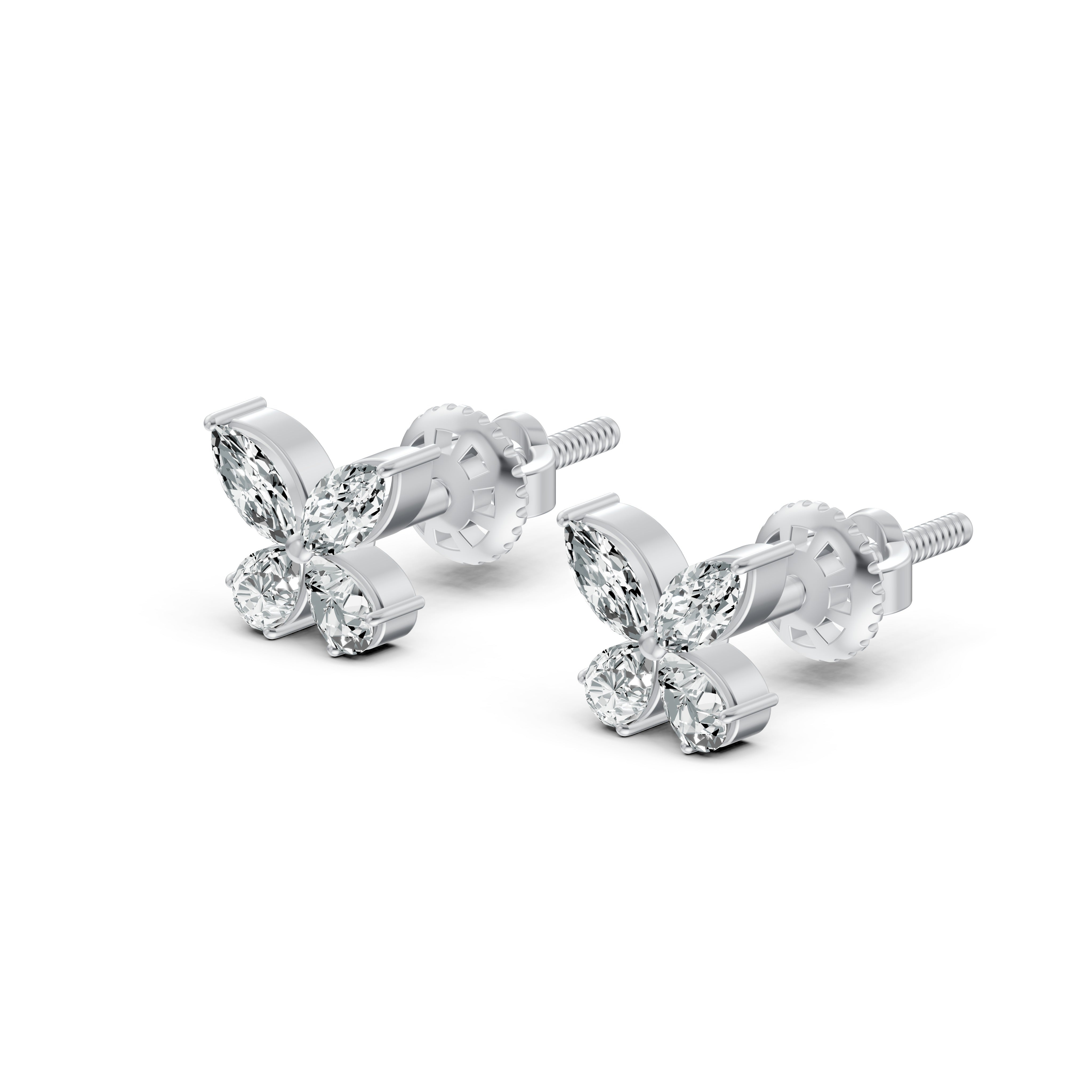 Marquise Petal Diamond Stud Earrings