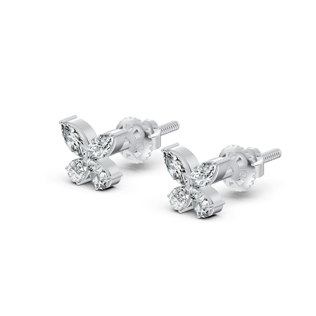 Marquise Petal Diamond Stud Earrings