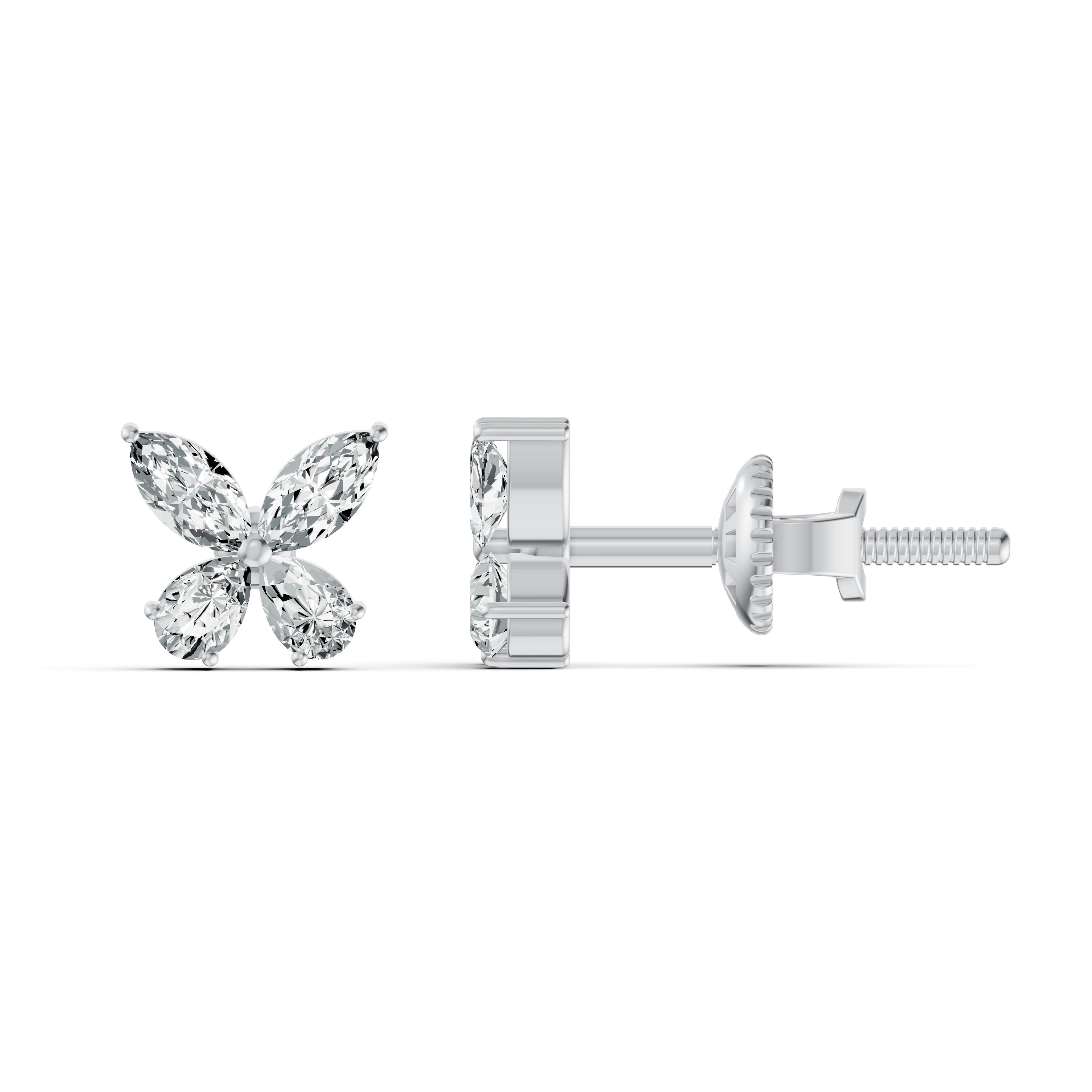 Marquise Petal Diamond Stud Earrings