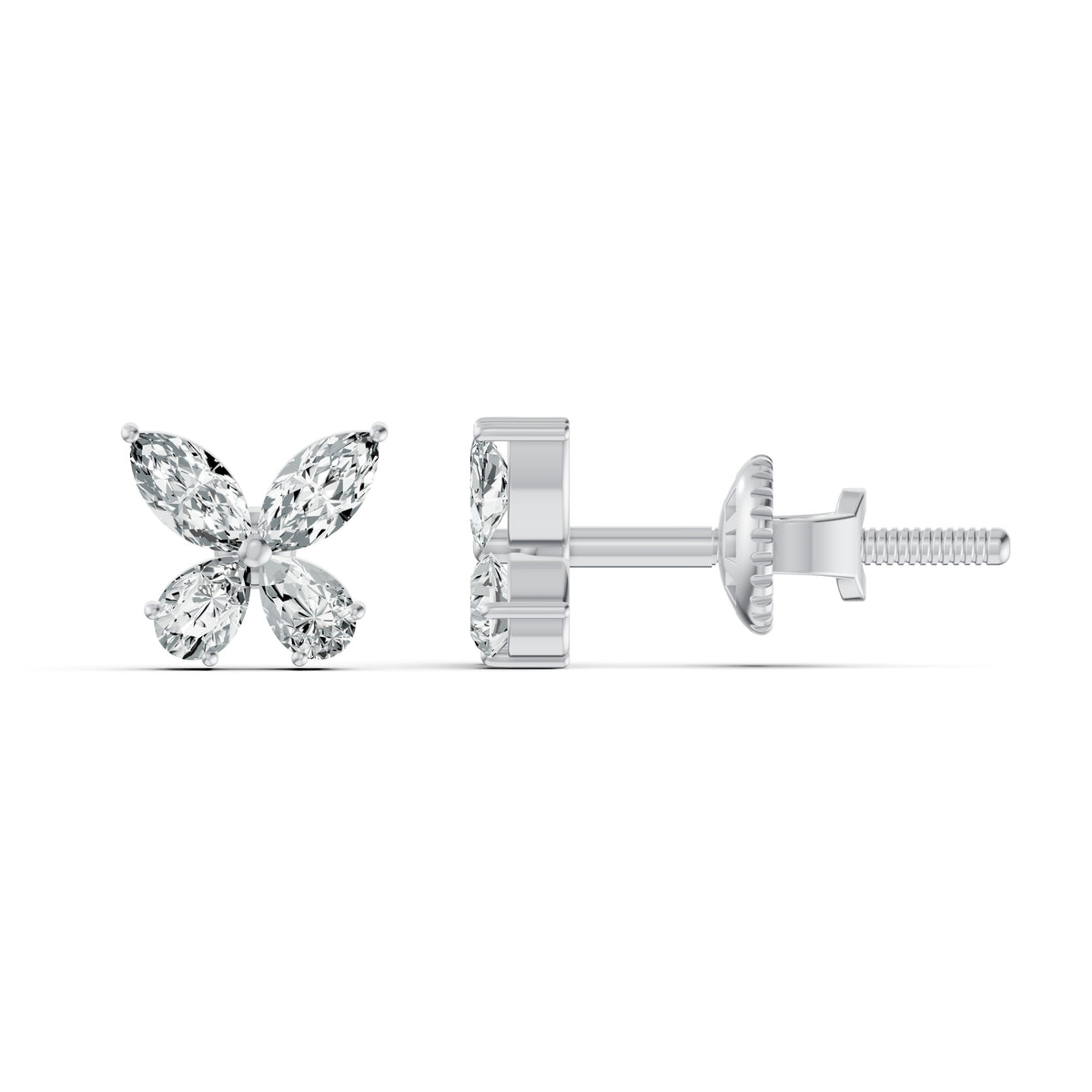 Marquise Petal Diamond Stud Earrings