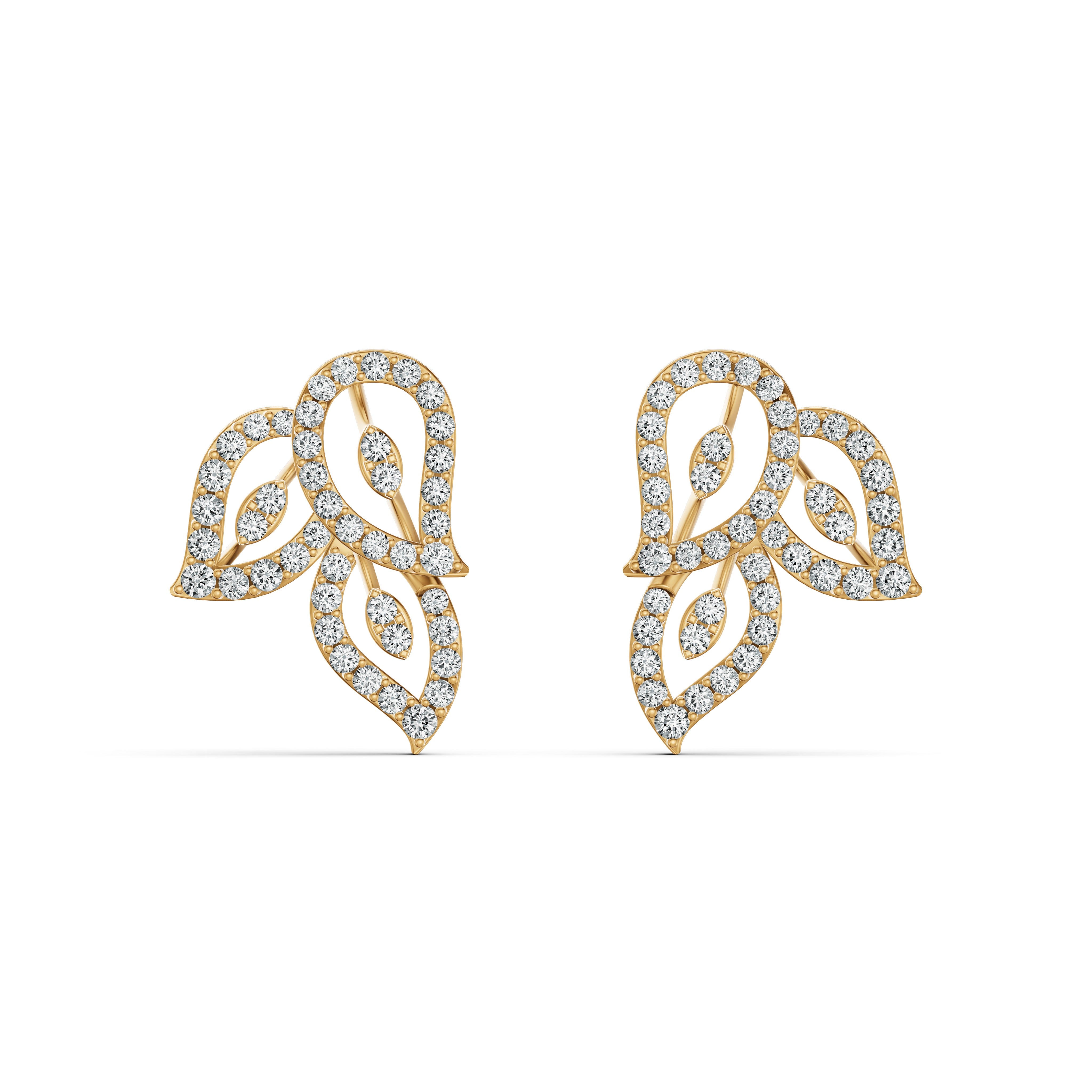 Leaf Weave Diamond Stud Earrings